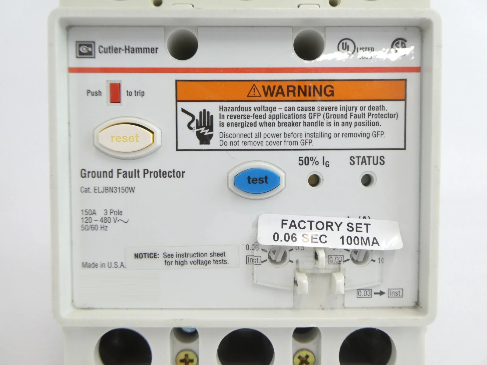AB Allen-Bradley 140U-J2D3-D15 Circuit Breaker ELJBN3150W Working - Image 10