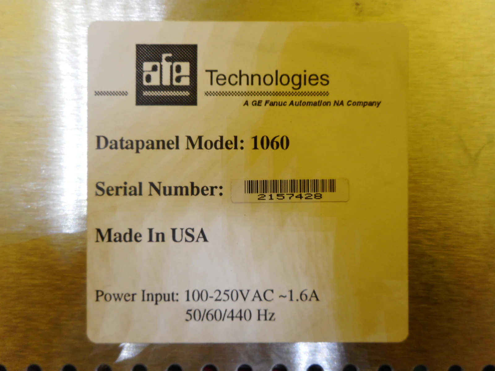 AFE Technologies 1060 Datapanel Interface Touch Screen Used Working - Image 6