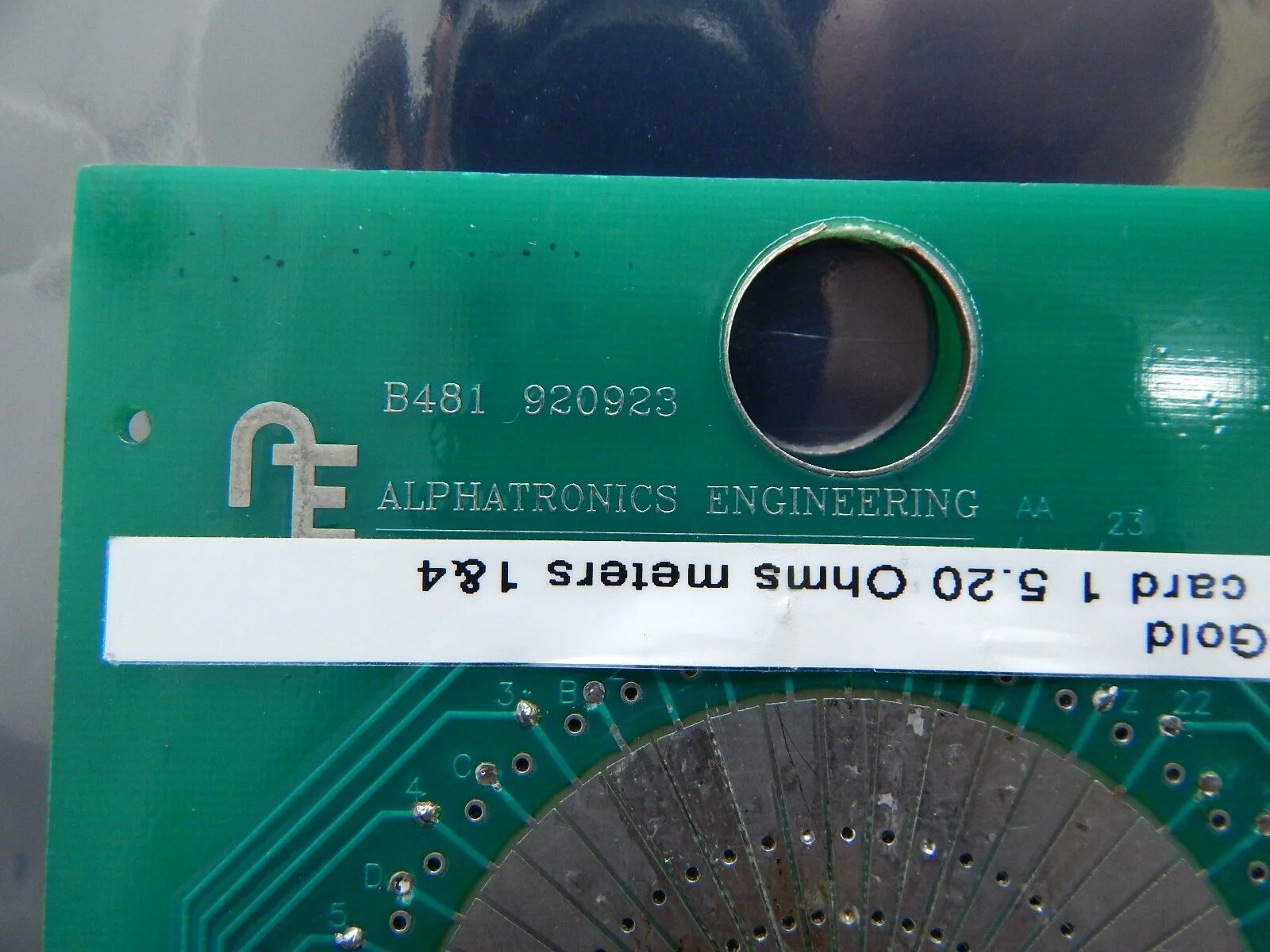 Alphatronics Gold Card 1 Probe Card PCB Standard B481 5.20 Ohms Meters 1&4 Used - Image 4
