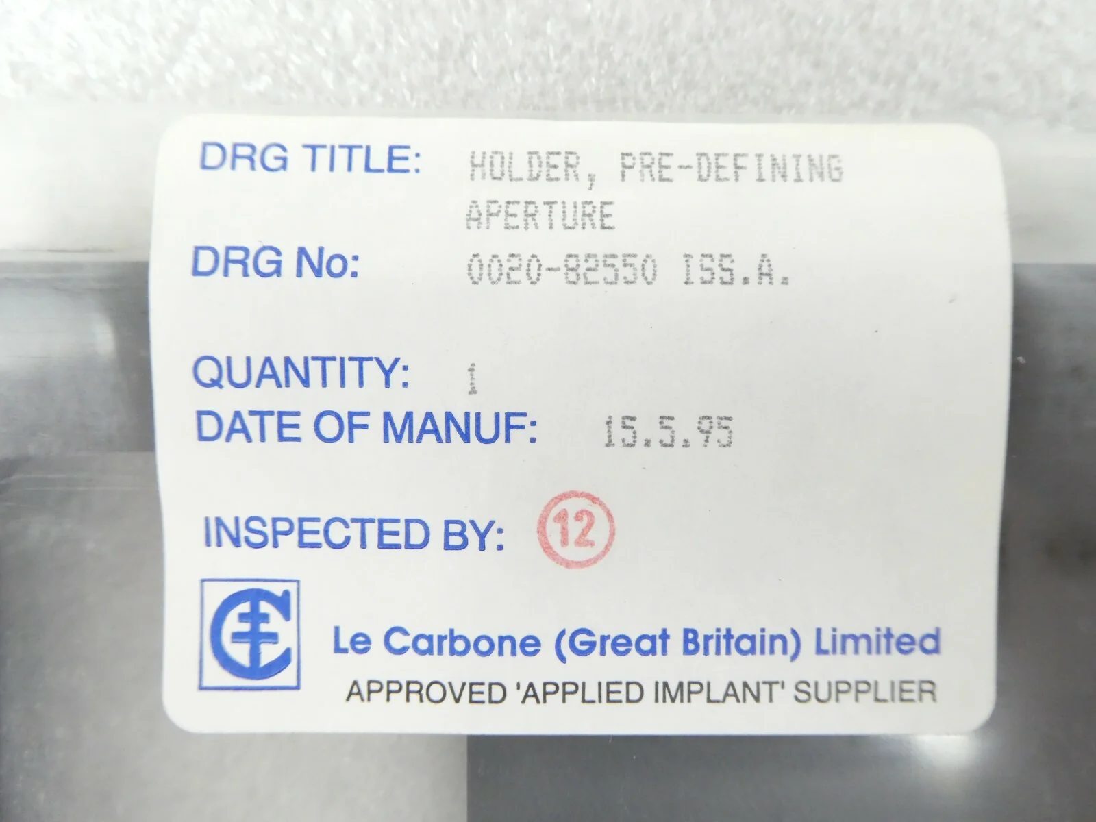 AMAT Applied Materials 0020-82550 Pre-Defining Aperture Holder XR80 New Surplus - Image 8