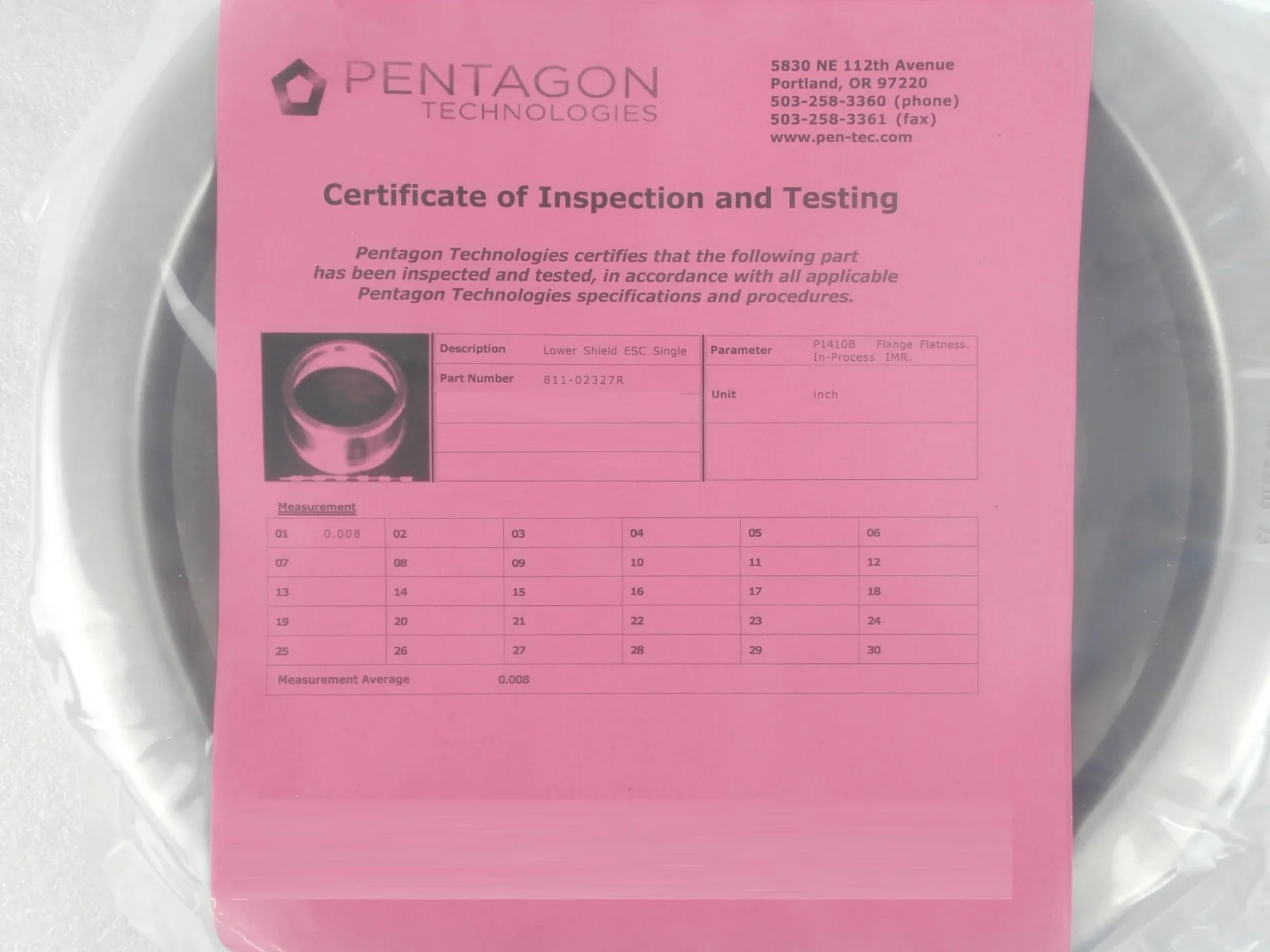 AMAT Applied Materials 0021-20788 Lower Shield ESC Micron 811-02327R Refurbished - Image 12