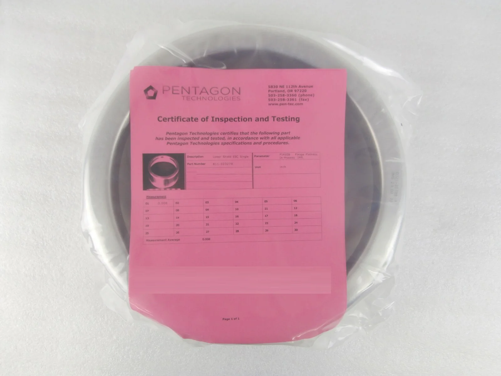AMAT Applied Materials 0021-20788 Lower Shield ESC Micron 811-02327R Refurbished - Image 3