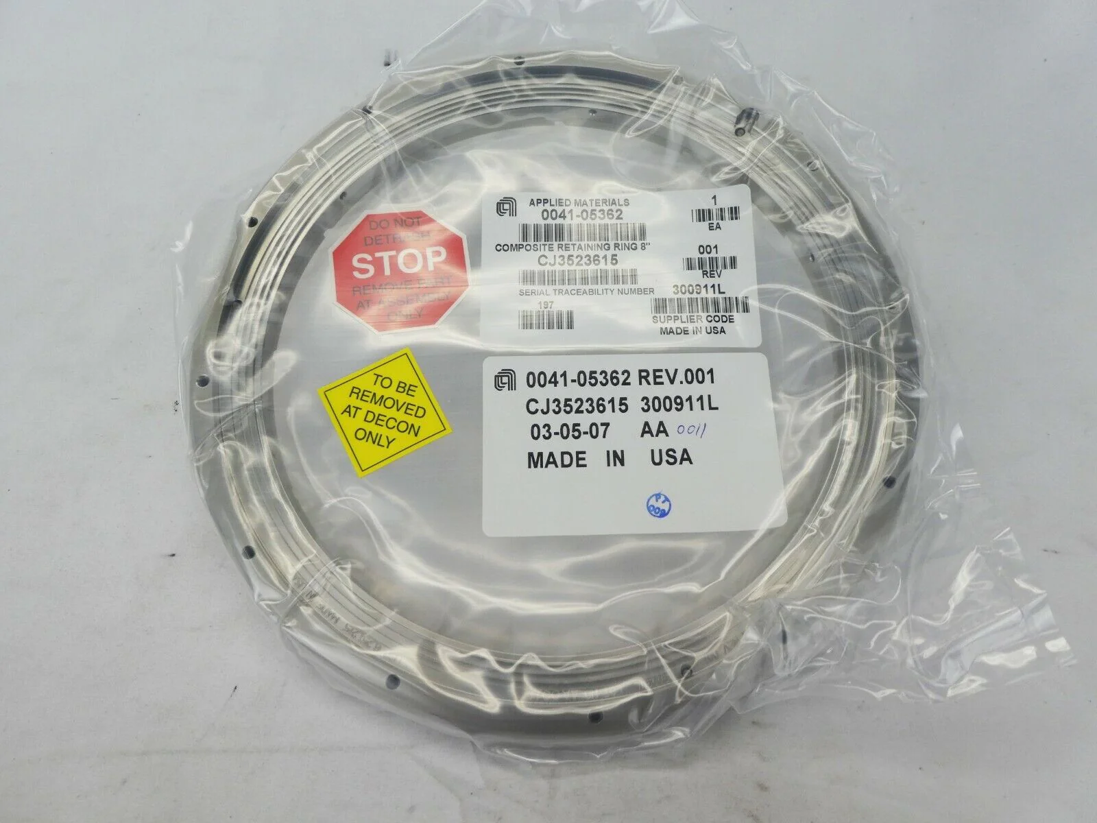 AMAT Applied Materials 0041-05362 Composite Retaining Ring 8" New Surplus - Image 2