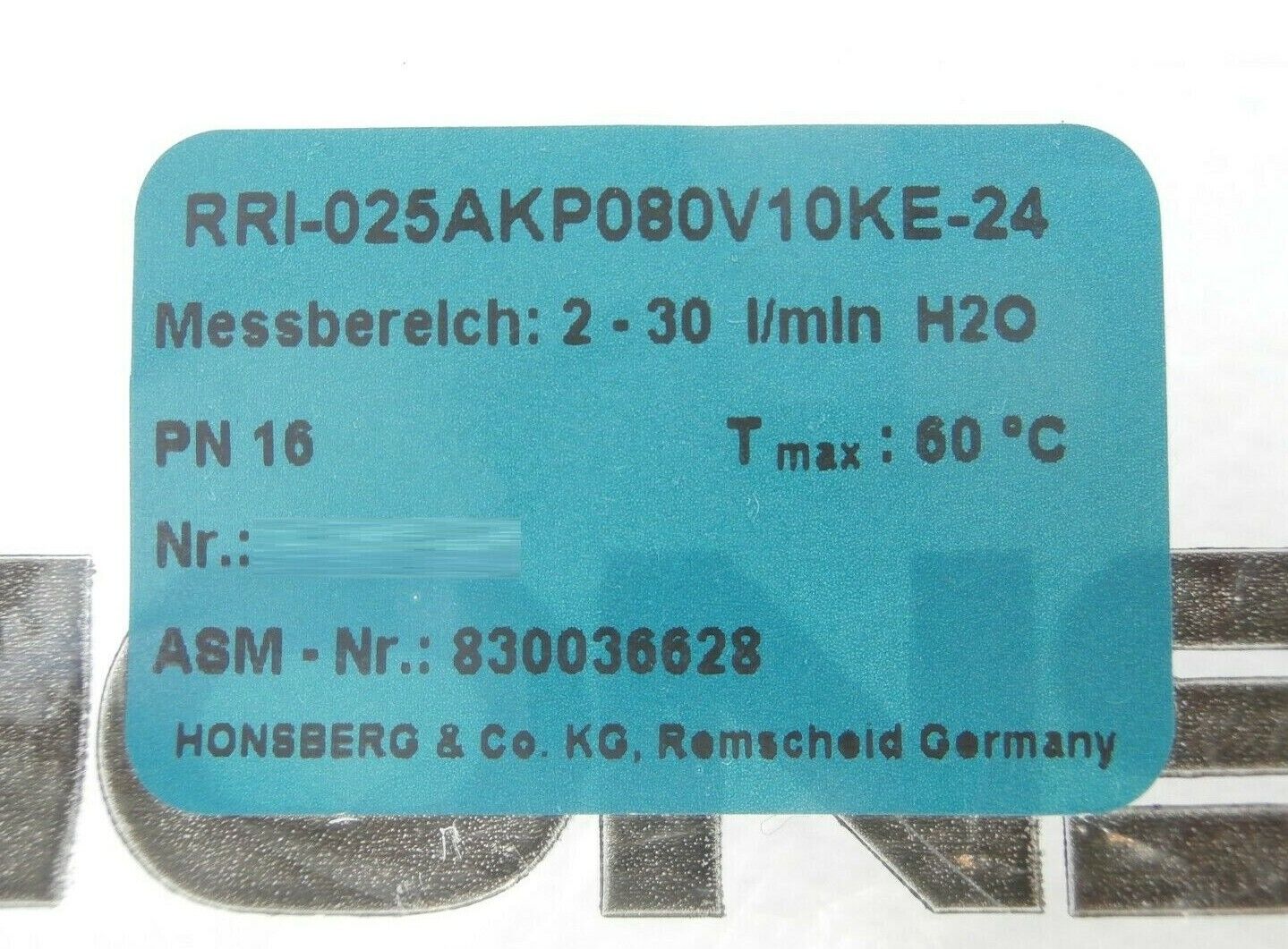 ASM 830036628 Flow Meter Kit Honsberg RRI-025AKP080V10KE-24 ESA1-RR.25IS-8 New - Image 11