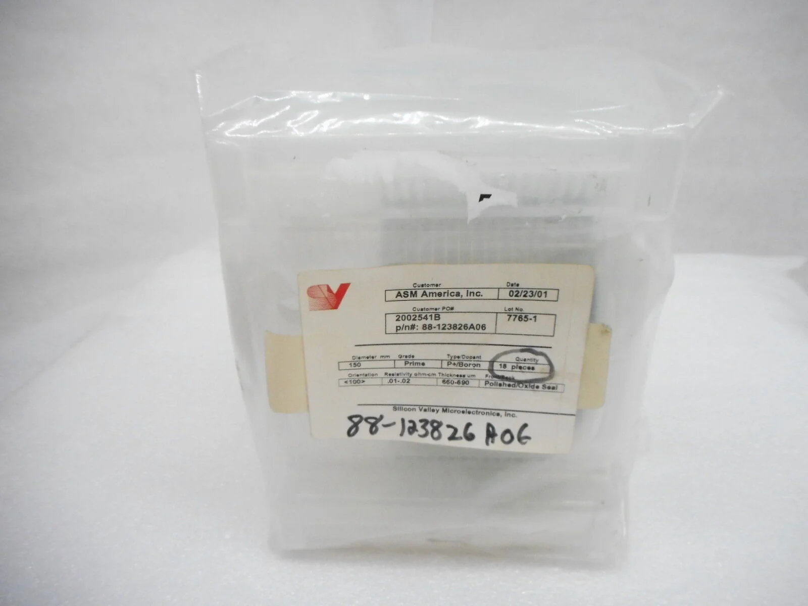 ASM 88-123826A06 Wafer Boat 18 Count P+/Boron 150mm New - Image 9