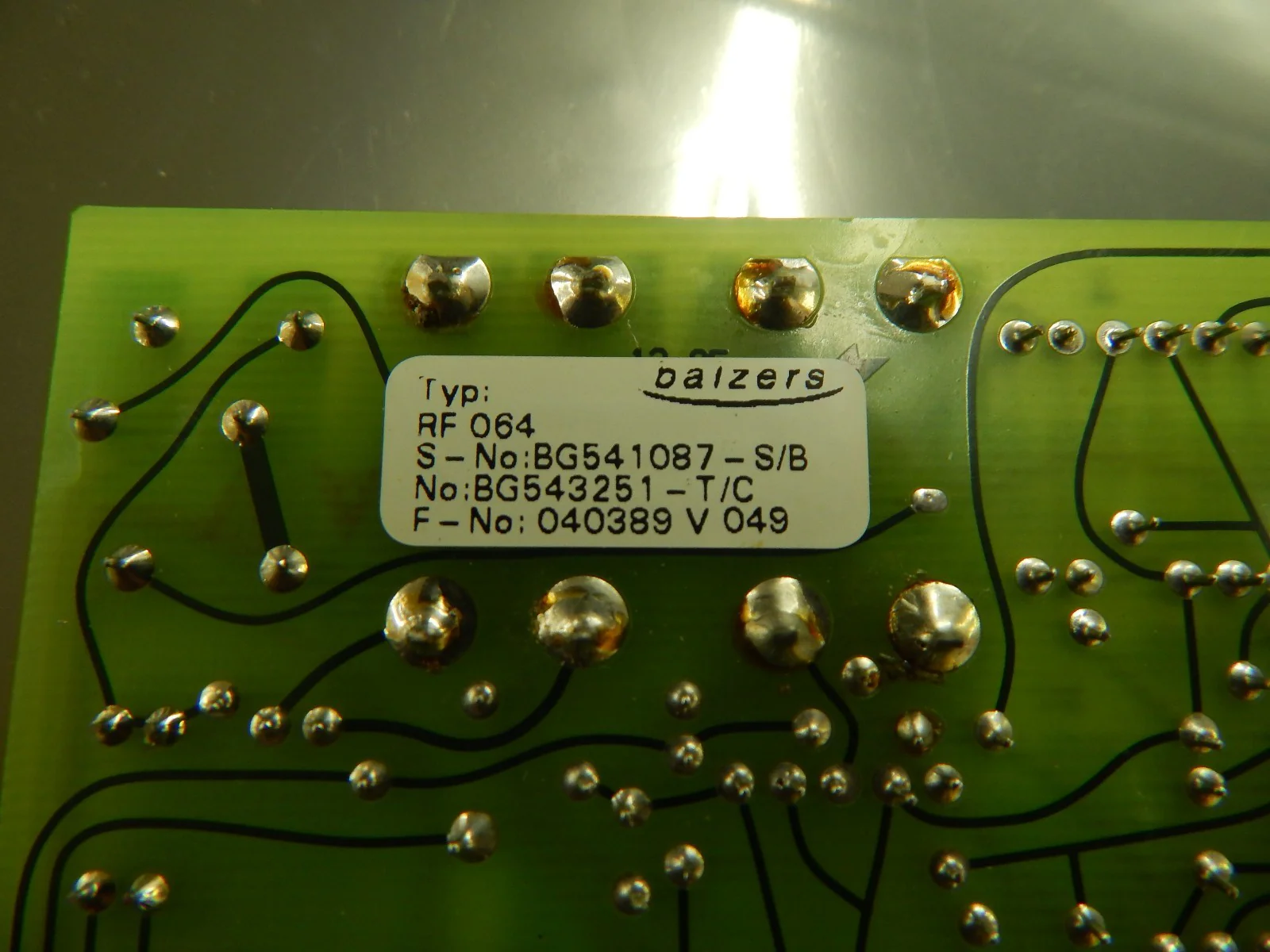 Balzers BG 541 087-S/B Partial Pressure Gauge PCB Card RF 064 Used Working - Image 7