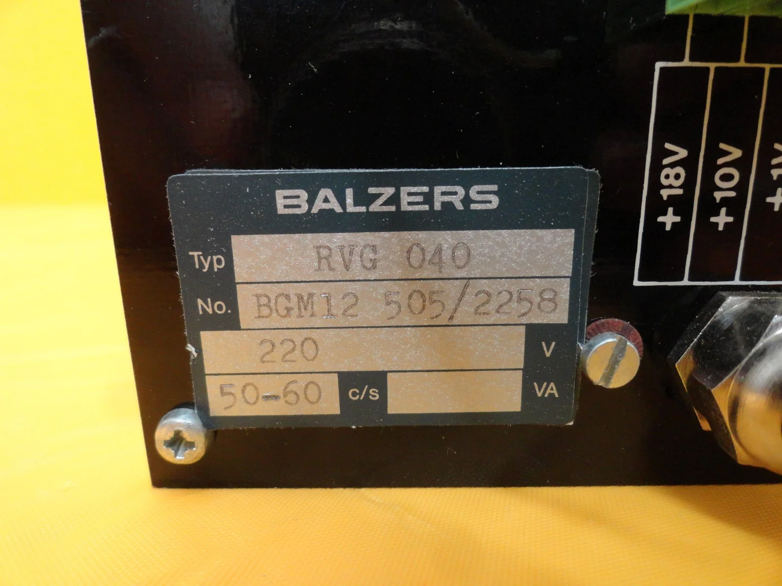 Balzers BG M12 505 Valve Control Unit RVG 040 Used Working - Image 3