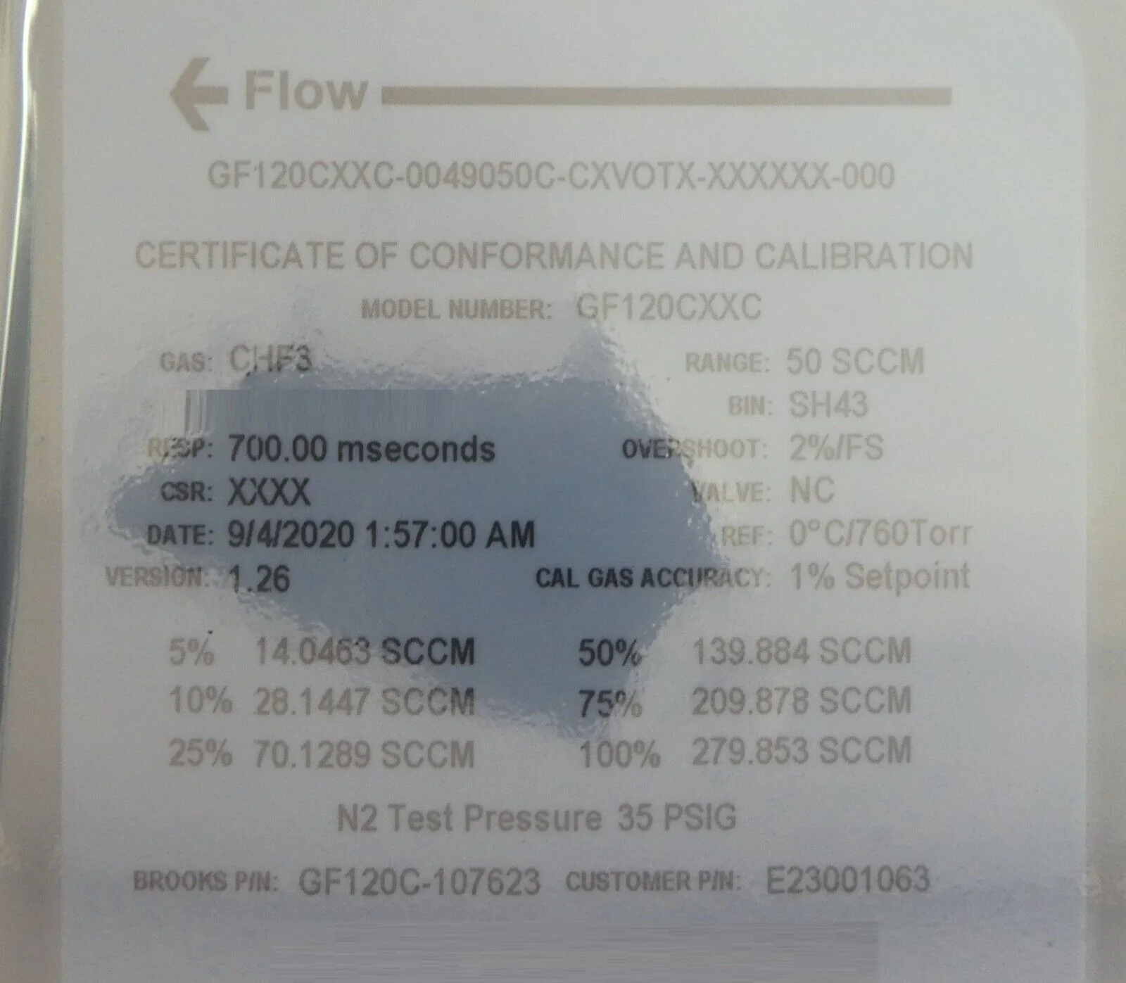 Brooks Instrument GF120C-107623 Mass Flow Controller MFC 50 SCCM CHF3 New Spare - Image 9