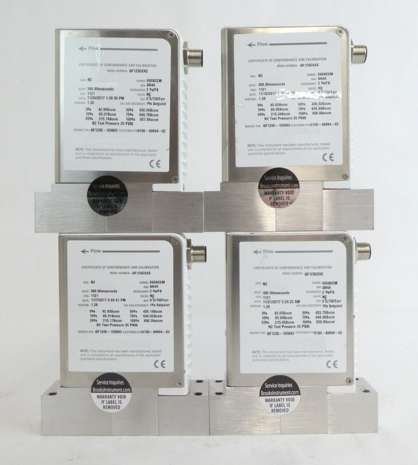 Brooks Instrument GF125C Mass Flow Controller MFC GF125CXXC Lot of 13 Working - Image 15