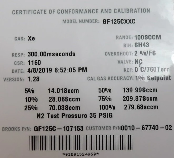 Brooks Instrument GF125C Mass Flow Controller MFC GF125CXXC Lot of 4 Working - Image 14