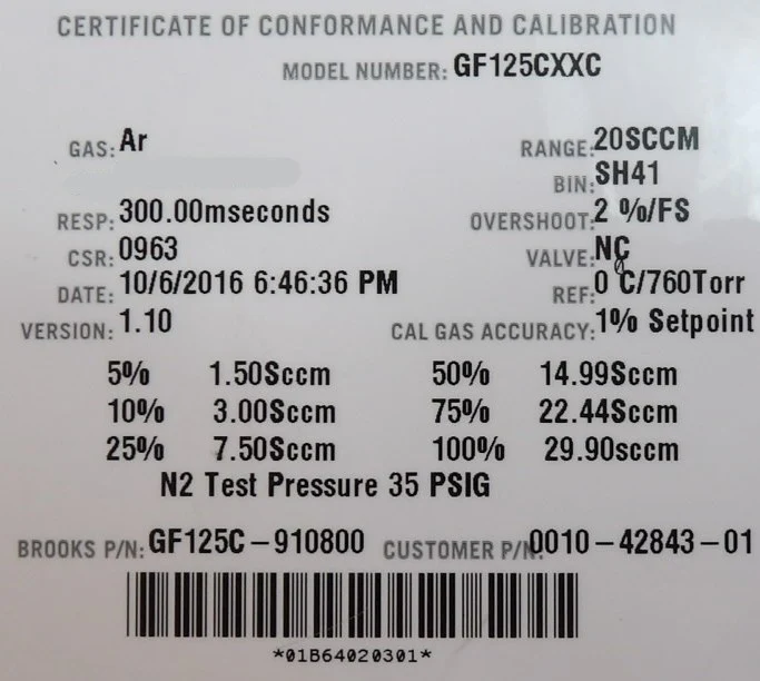 Brooks Instrument GF125C Mass Flow Controller MFC GF125CXXC Lot of 4 Working - Image 15