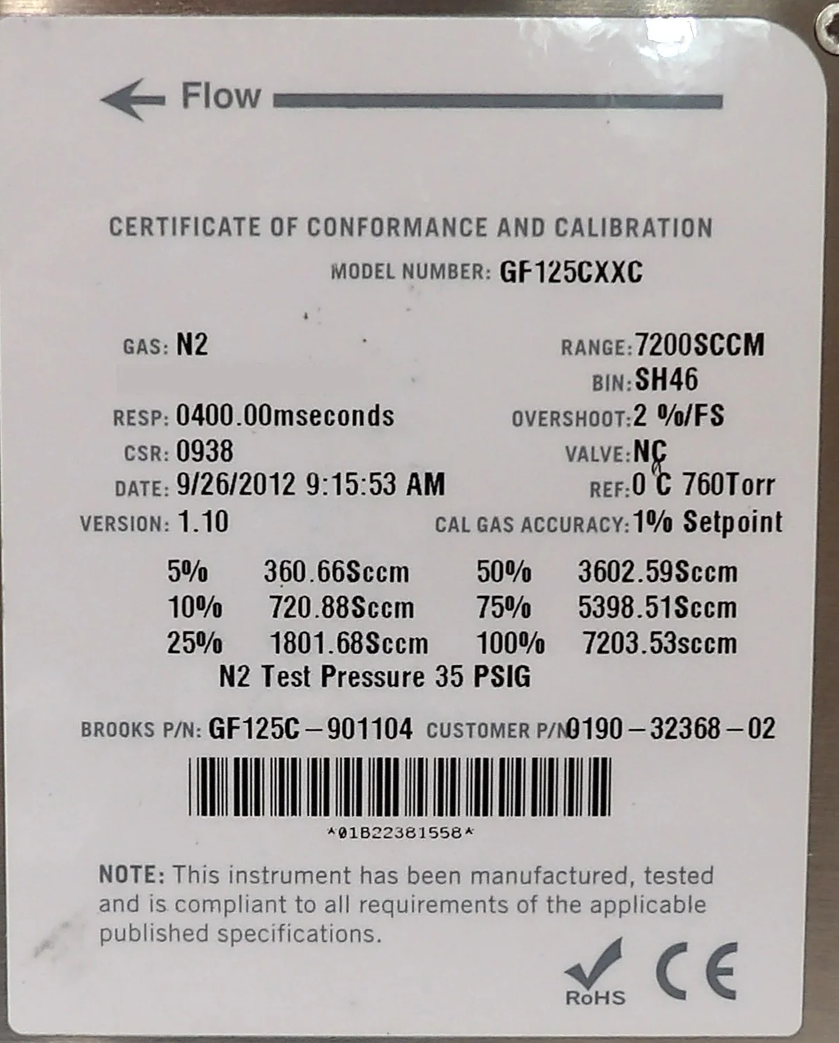 Brooks Instrument GF125CXXC Mass Flow Controller MFC GF125C-901104 Lot of 10 - Image 7