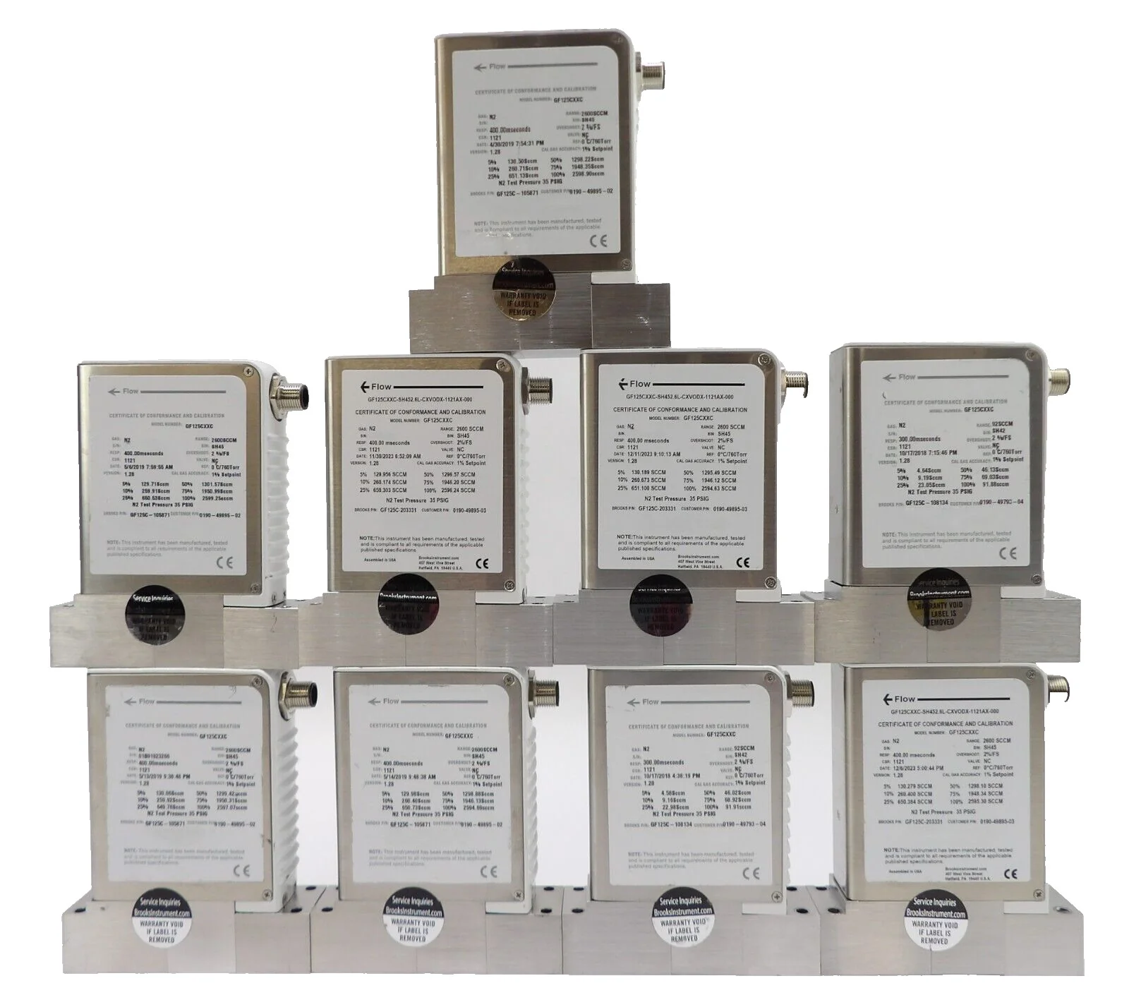 Brooks Instrument GF125CXXC Mass Flow Controller MFC Lot of 9 Working Surplus - Image 2