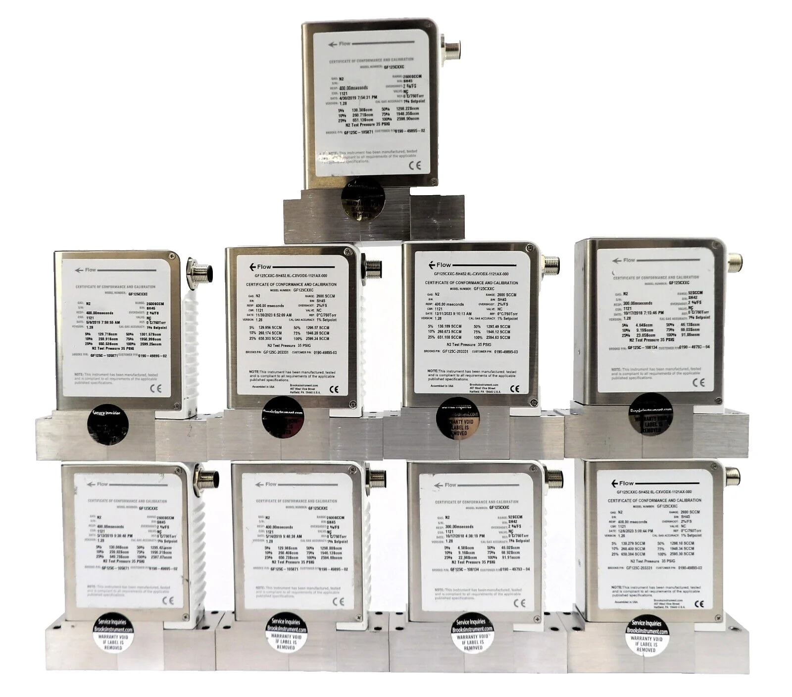 Brooks Instrument GF125CXXC Mass Flow Controller MFC Lot of 9 Working Surplus - Image 3