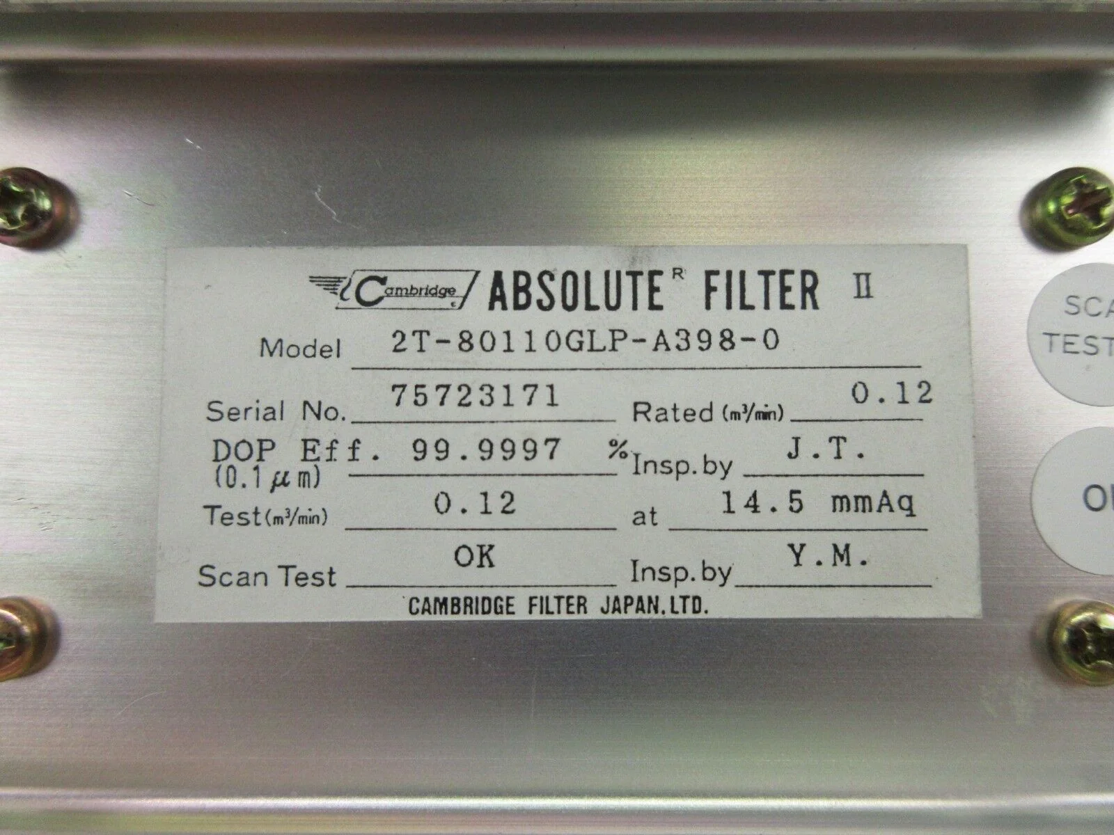 Cambridge 2T-80110GLP-A398-0 Absolute Filter II Chassis Nikon NSR-S202A Used - Image 2