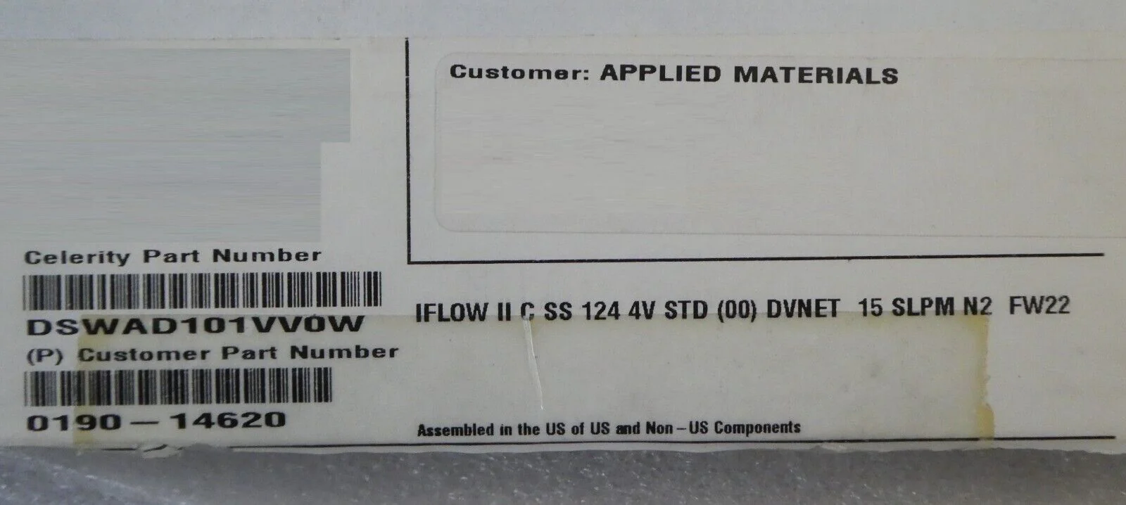 Celerity DSWAD101VV0W Mass Flow Controller MFC DSWAD10W 15000 SCCM N2 AMAT New - Image 9