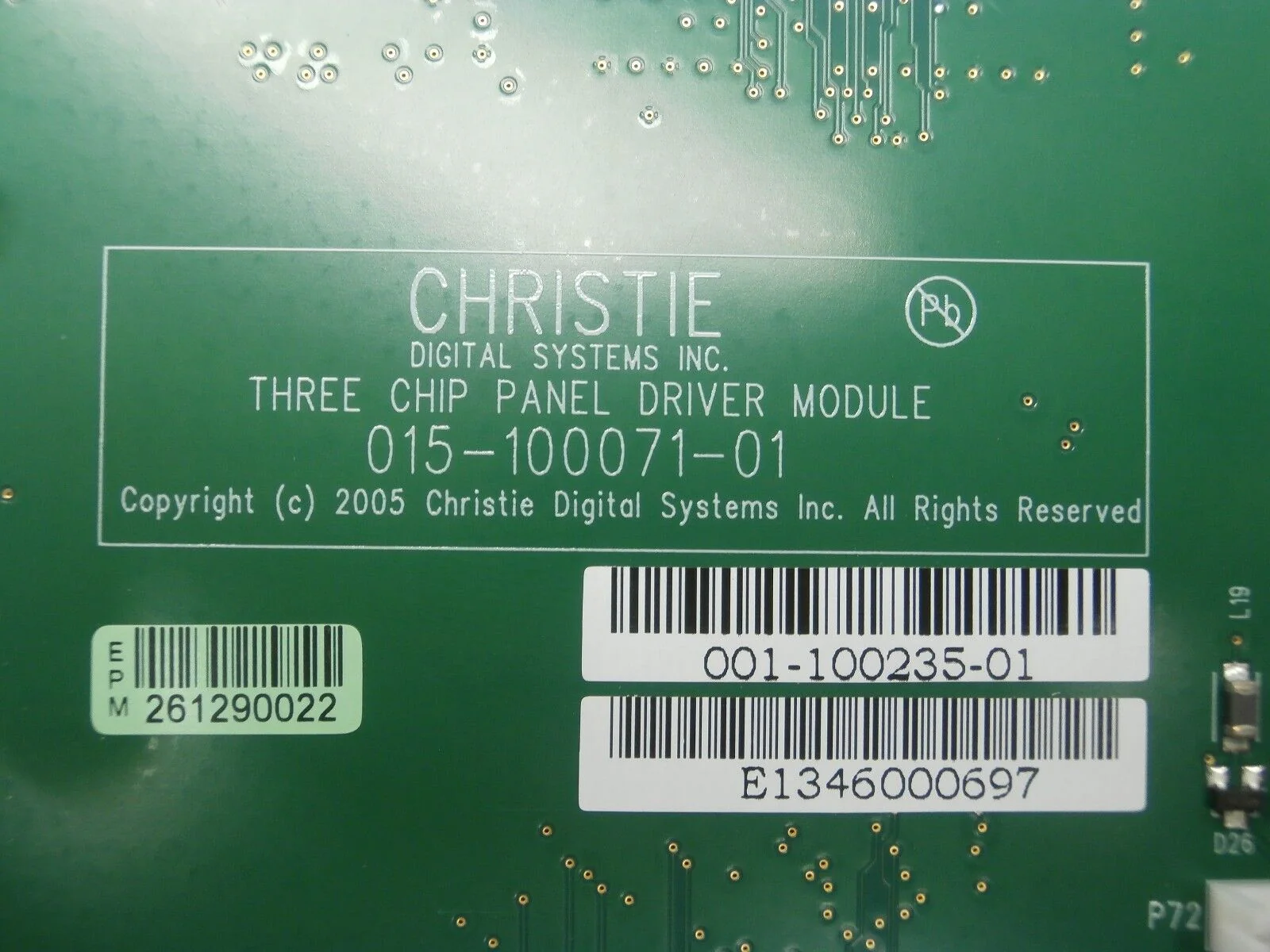 Christie 003-110235-01 3 Chip Panel Driver PCB Assembly 015-100071-01 New - Image 8
