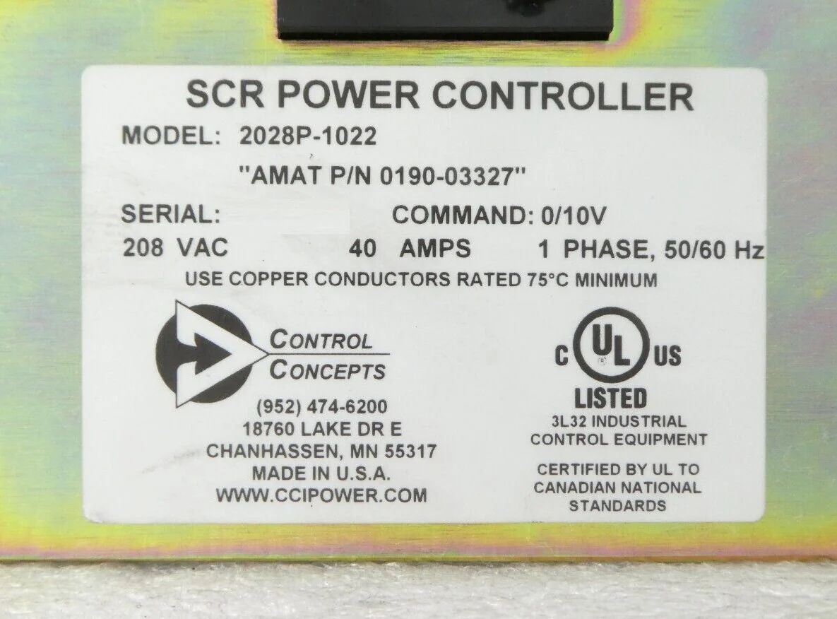 Control Concepts 2028P-1022 SCR Power Controller AMAT 0190-03327 Working Surplus - Image 9