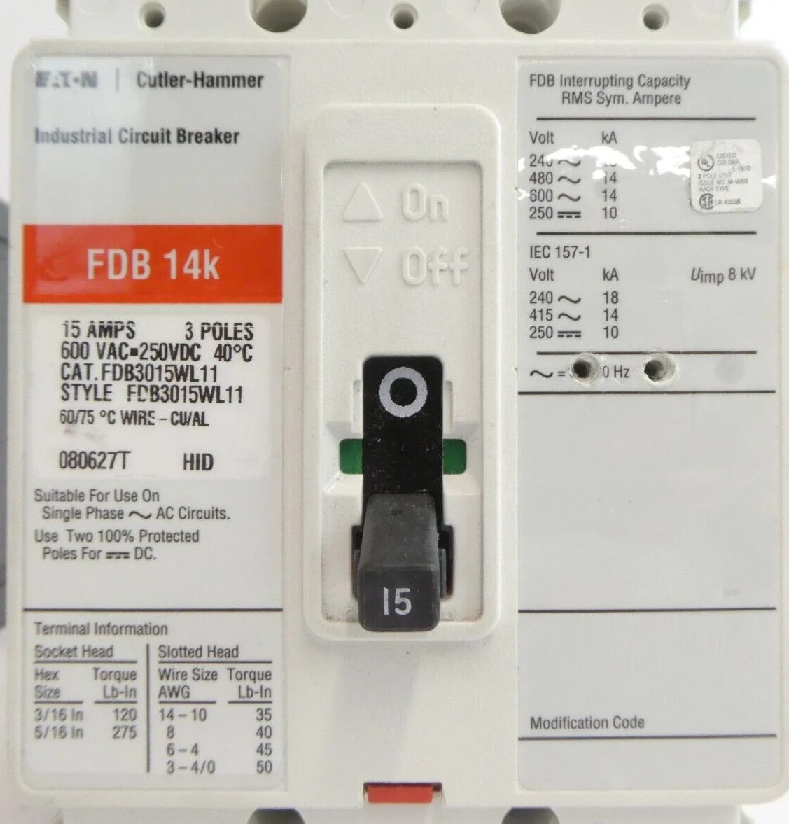 Cutler-Hammer FDB 14k FD 35k 3-Pole Circuit Breaker Lot of 4 Working Spare - Image 14