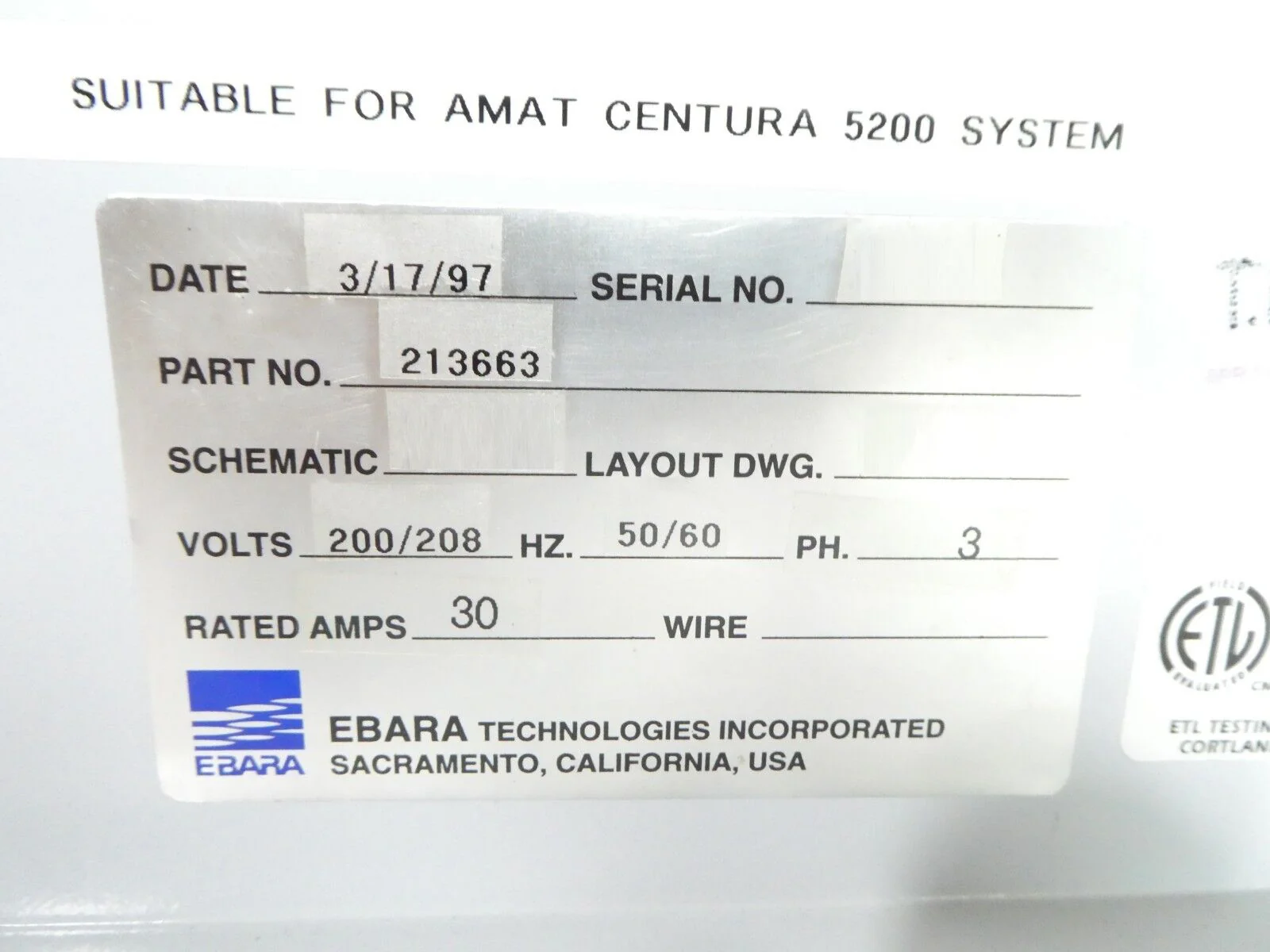 Ebara Technologies 213663 Pump Control Interface Module AMAT P5000 Working - Image 12