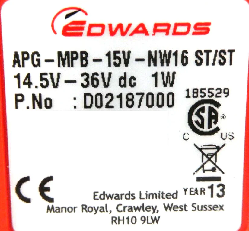 Edwards D02187000 Active Pirani Vacuum Gauge APG MPB/15V/NW16 ST/ST Lot of 2 - Image 9