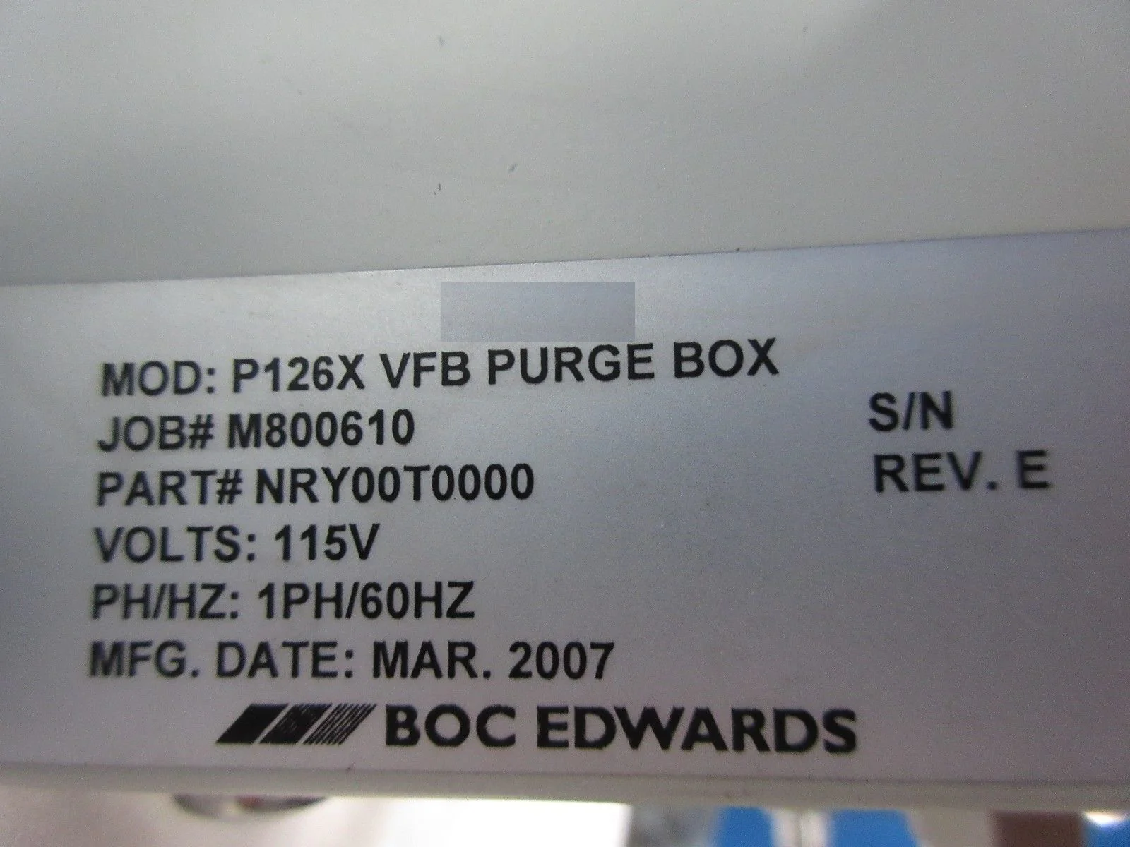 Edwards NRY00T0000 Nitrogen Purge P126X VFB Purge Box Used Working - Image 2