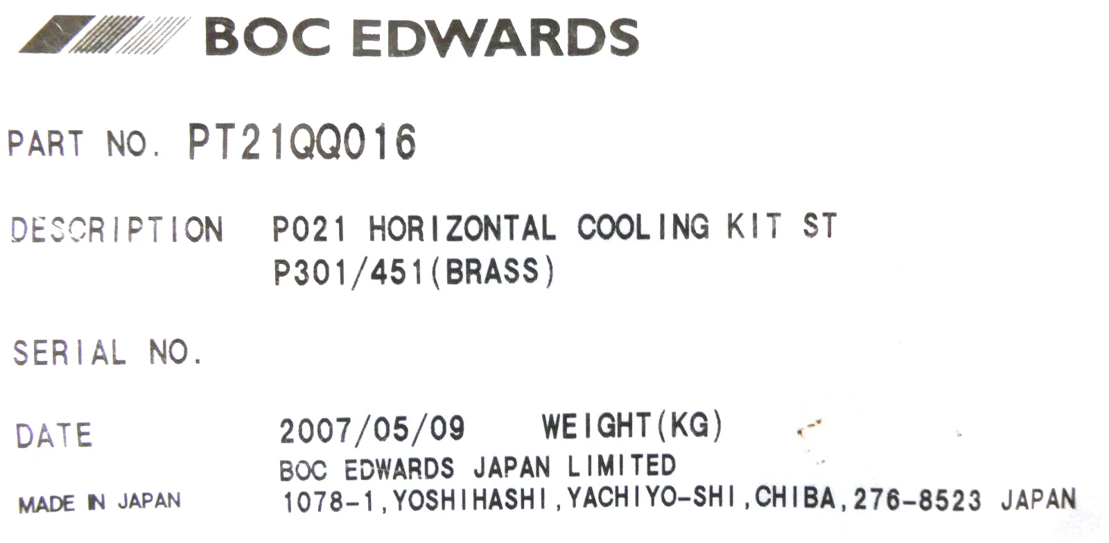 Edwards PT21QQ016 Horizontal Cooling Kit Set AMAT 3620-01355 Working Surplus - Image 8