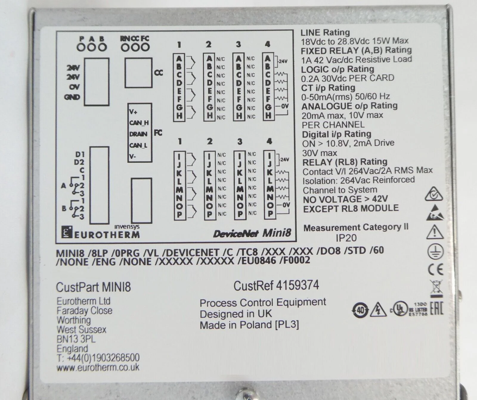 Eurotherm DeviceNet Mini8 PID Multiloop Controller Module New Surplus - Image 8
