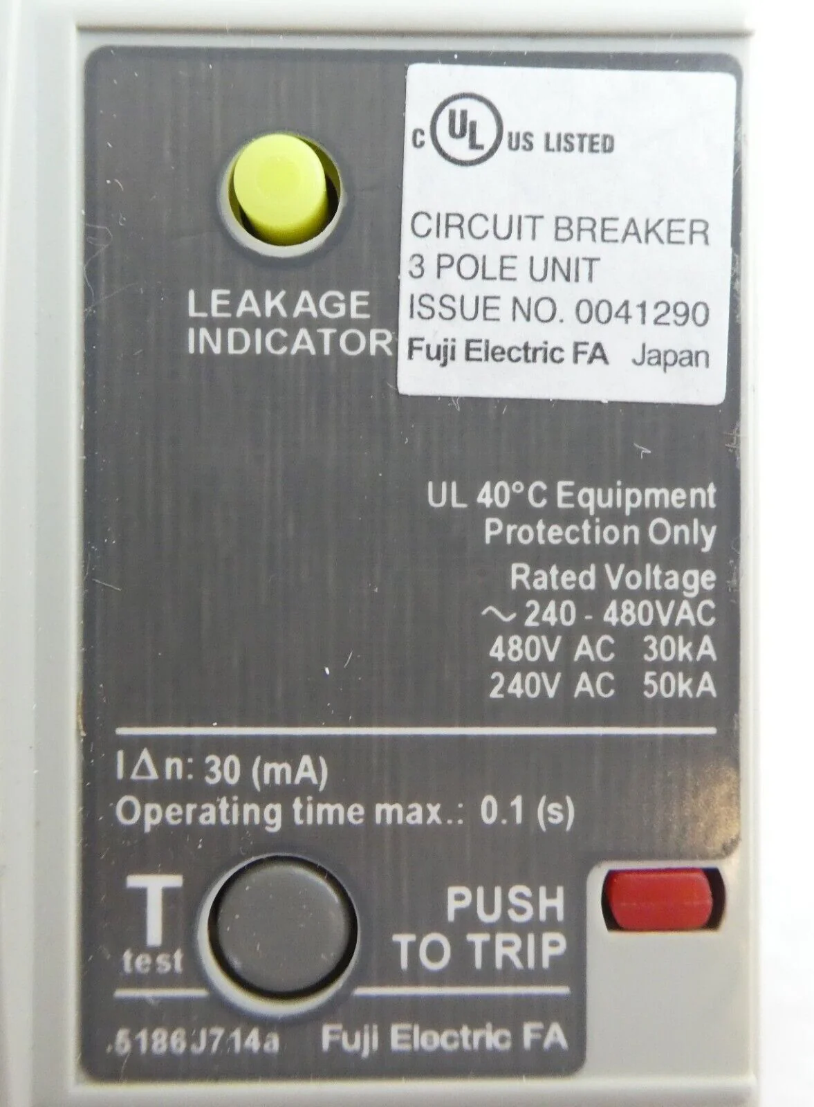 Fuji Eletric EW125JAGU-3P075 3-Pole Industrial Circuit Breaker EW125JAGU New - Image 7