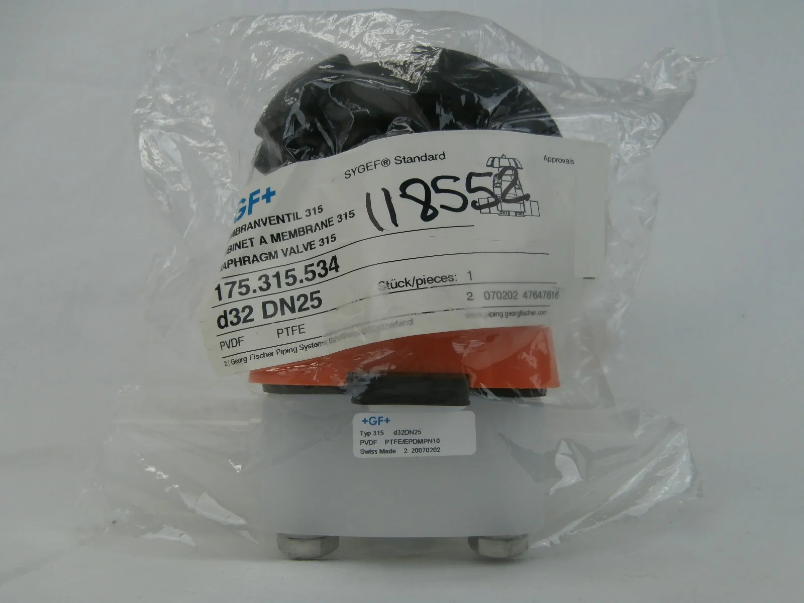 +GF+ Georg Fischer 175.315.534 Manual Diaphragm Valve 315 SYGEF Standard New - Image 4