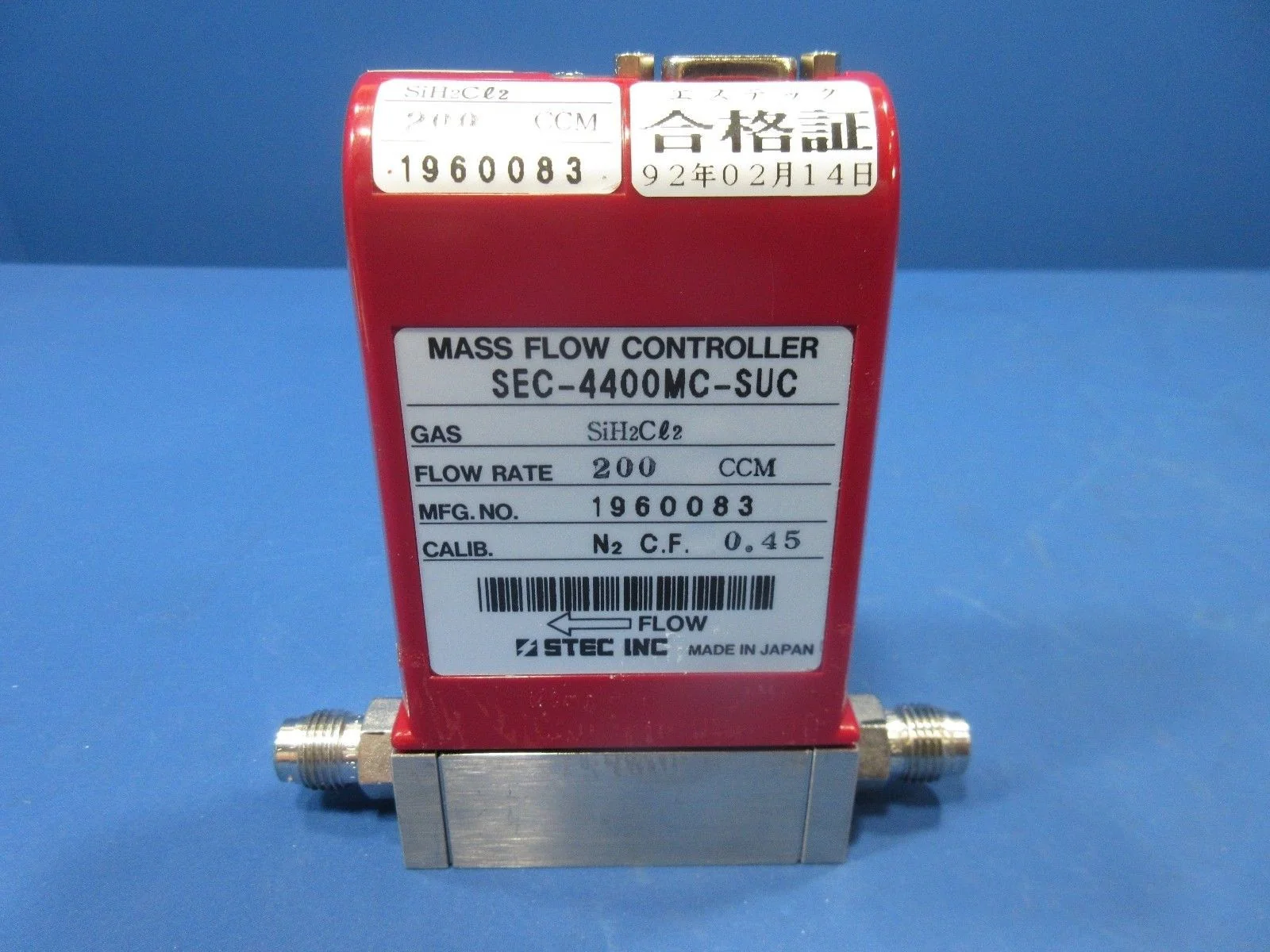 Horiba Stec SEC-4400MC-SUC Mass Flow Controller SiH2Cl2 200CCM Used Working - Image 3