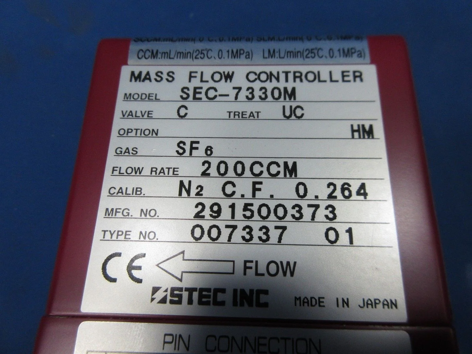Horiba STEC SEC-7330M Mass Flow Controller SF6 200CCM Lot of 2 Used Working - Image 2
