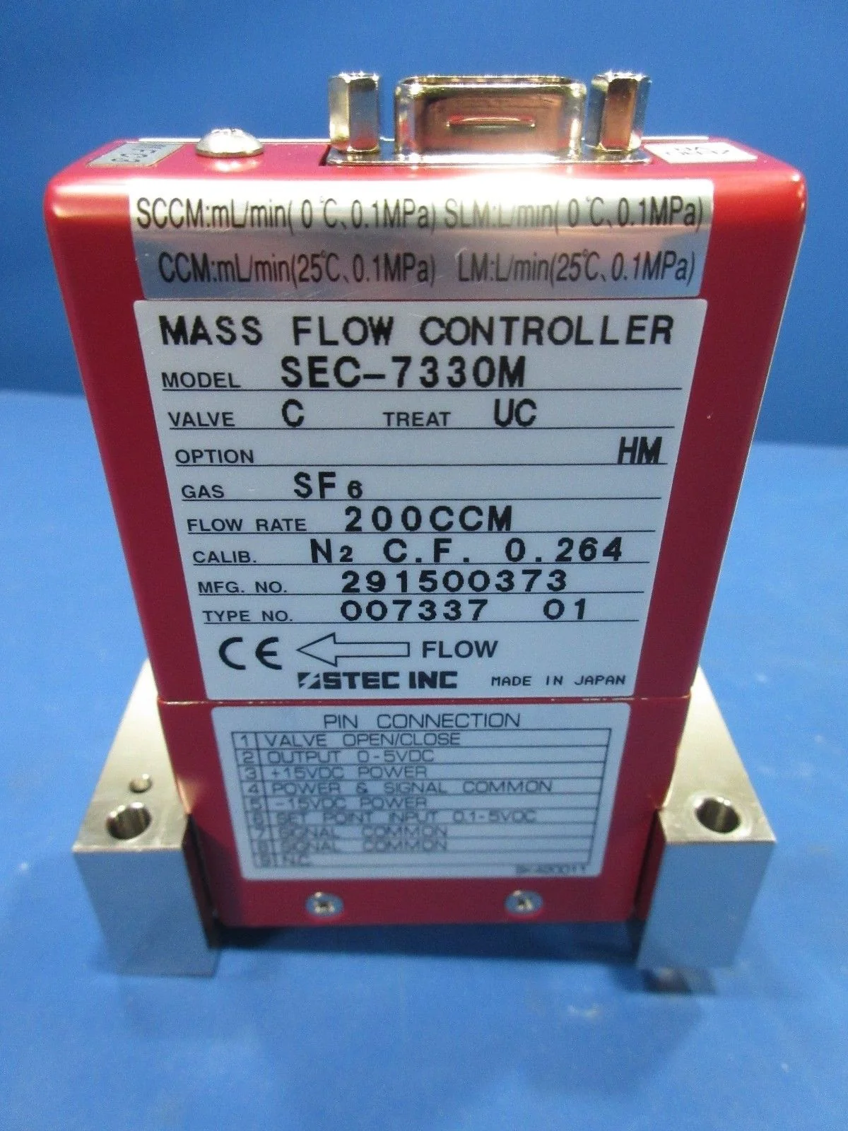 Horiba STEC SEC-7330M Mass Flow Controller SF6 200CCM Lot of 2 Used Working - Image 5