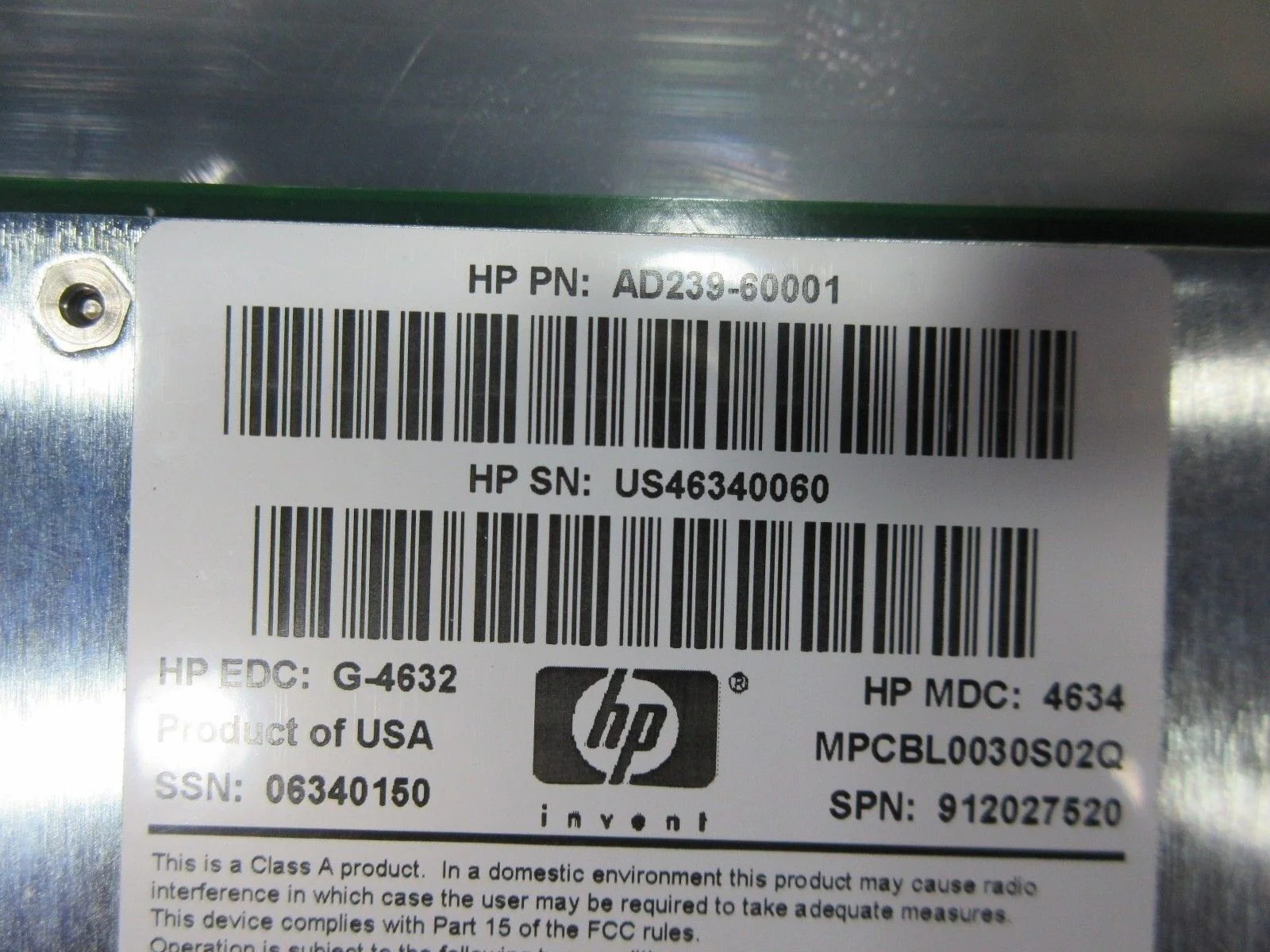 HP Hewllet-Packard AD239A Advanced Blade Server Processor AdvancedTCA Used - Image 2