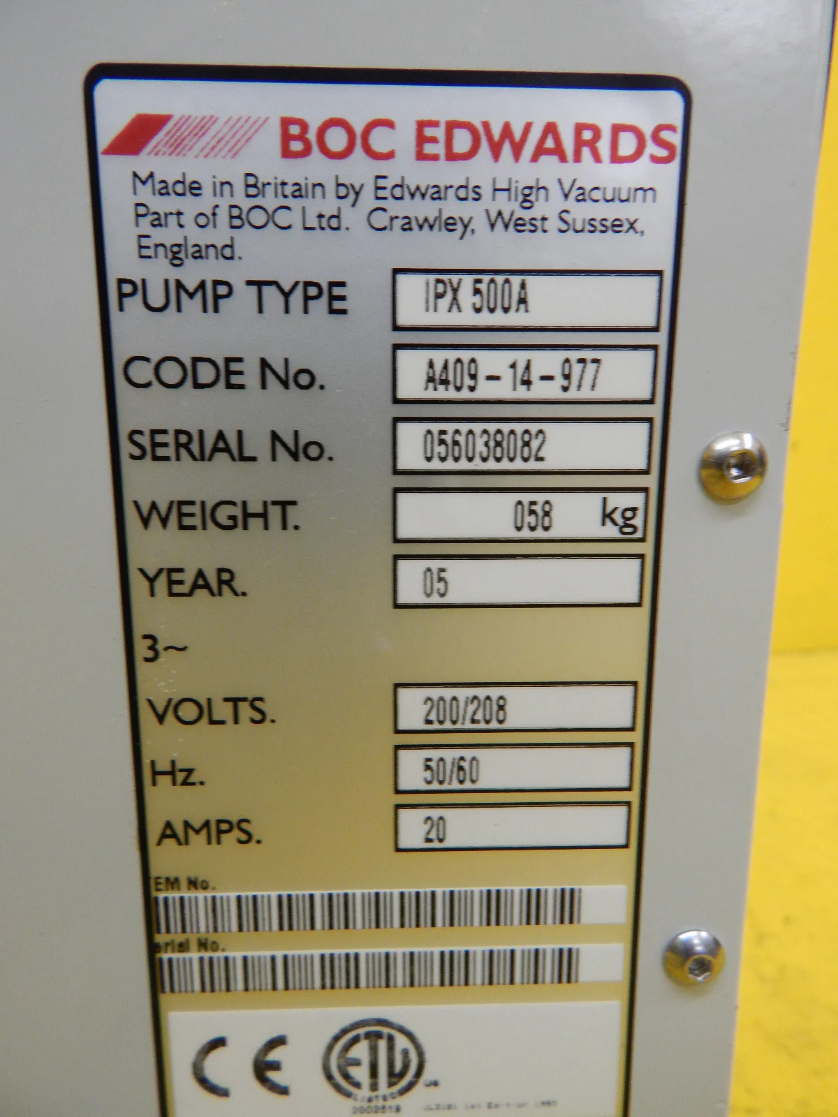 IPX 500A Edwards A409-14-977 Vacuum Dry Pump A40914977 IPX500A Tested Working - Image 3