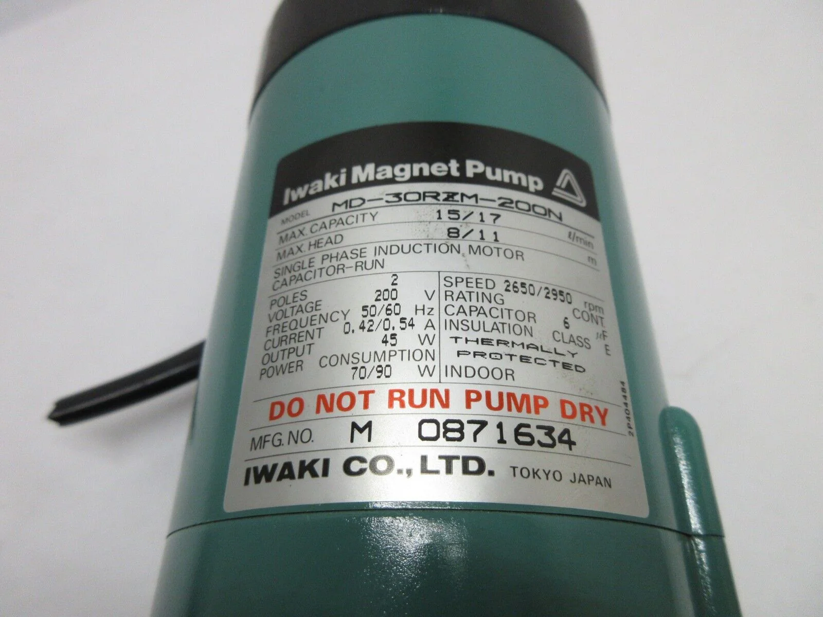 Iwaki MD-30RZM-200N Magnet Pump Used Working - Image 8