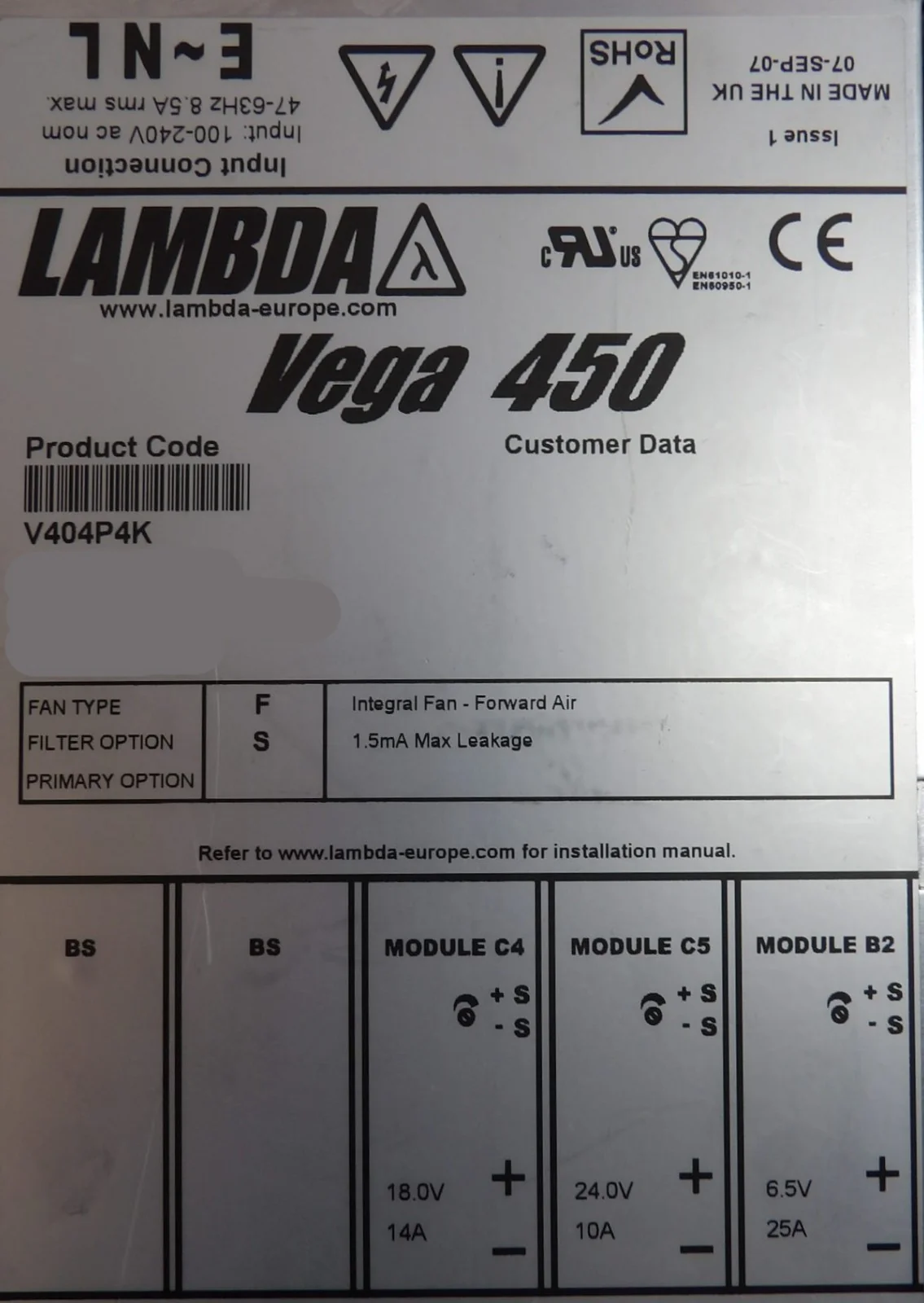 Lambda V404P4K Modular Power Supply Assembly Vega 450 Lot of 2 Working - Image 17