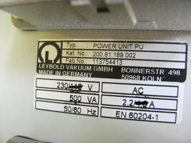 Leybold Vacuum 200.81.189.002 PowerUnit PU 113754413 Working Surplus - Image 4