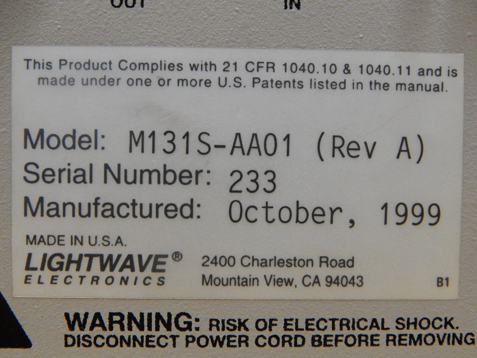 Lightwave Electronics M131S-AA01 Laser Diode Driver 131A Used Working - Image 6