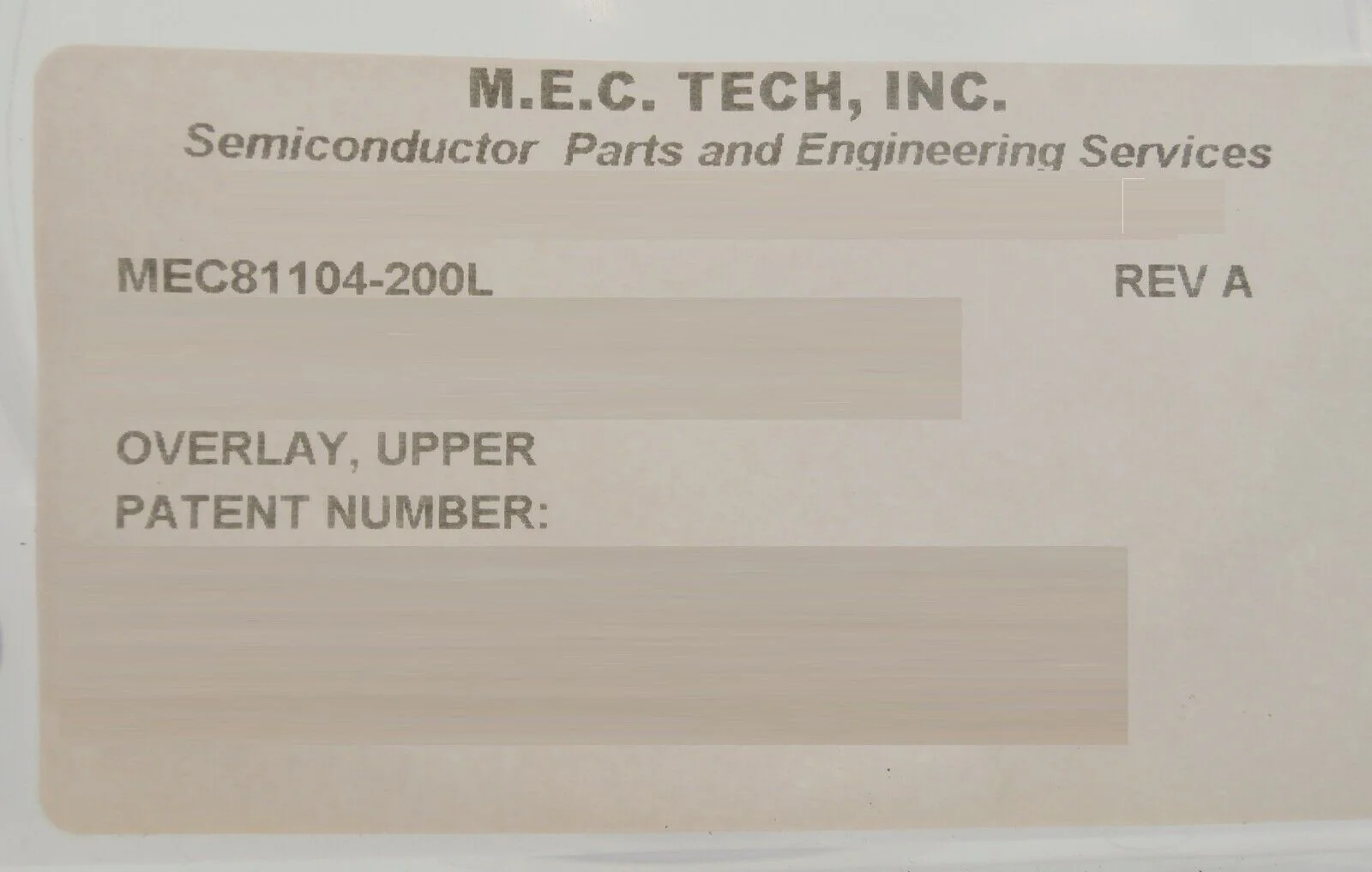 M.E.C. Tech MEC81104-200L Overlay Upper AMAT Applied Materials Lot of 5 New - Image 9