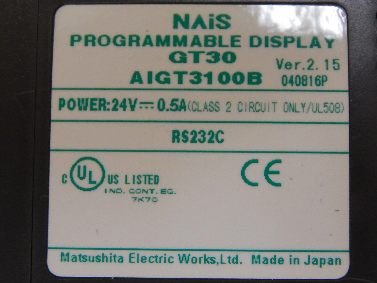 Matsushita NAiS Programmable PLC System AIGT3100B FP0-E16 FP0-A21 Working - Image 12