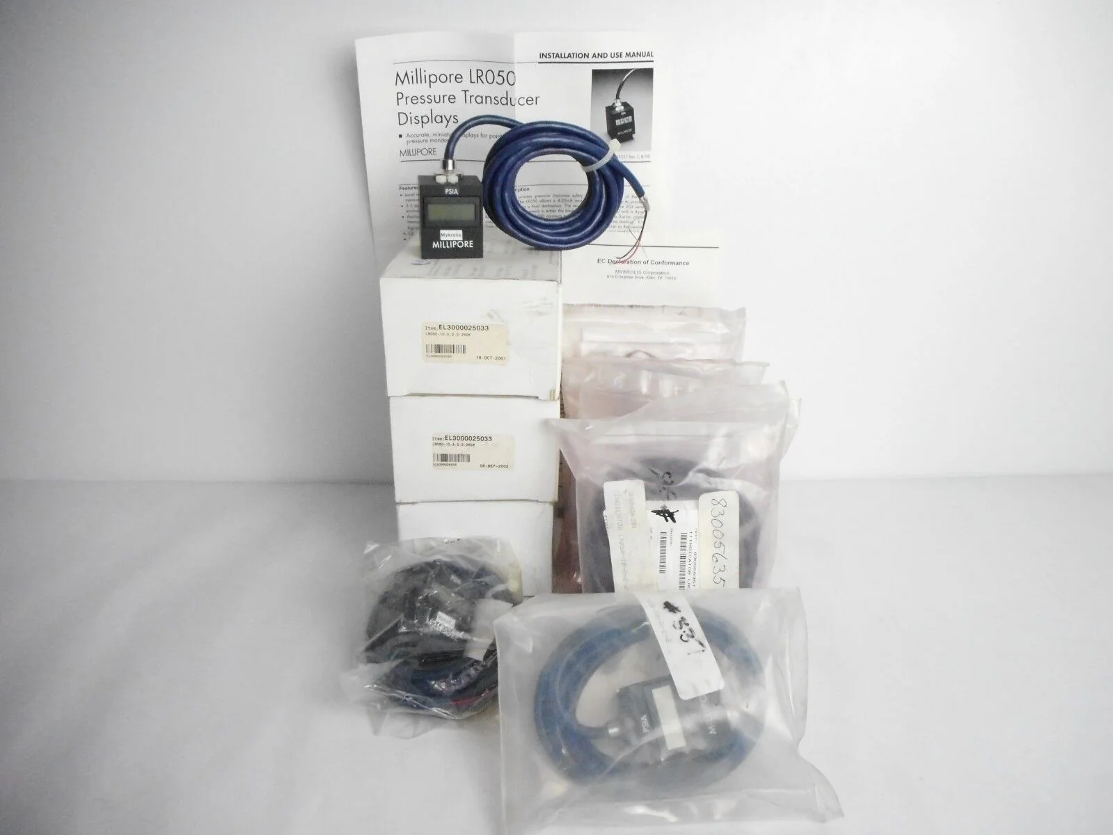 Millipore LR050-10-A-2-2-250 Pressure Transducer Display 830056351 Lot of 9 New - Image 2