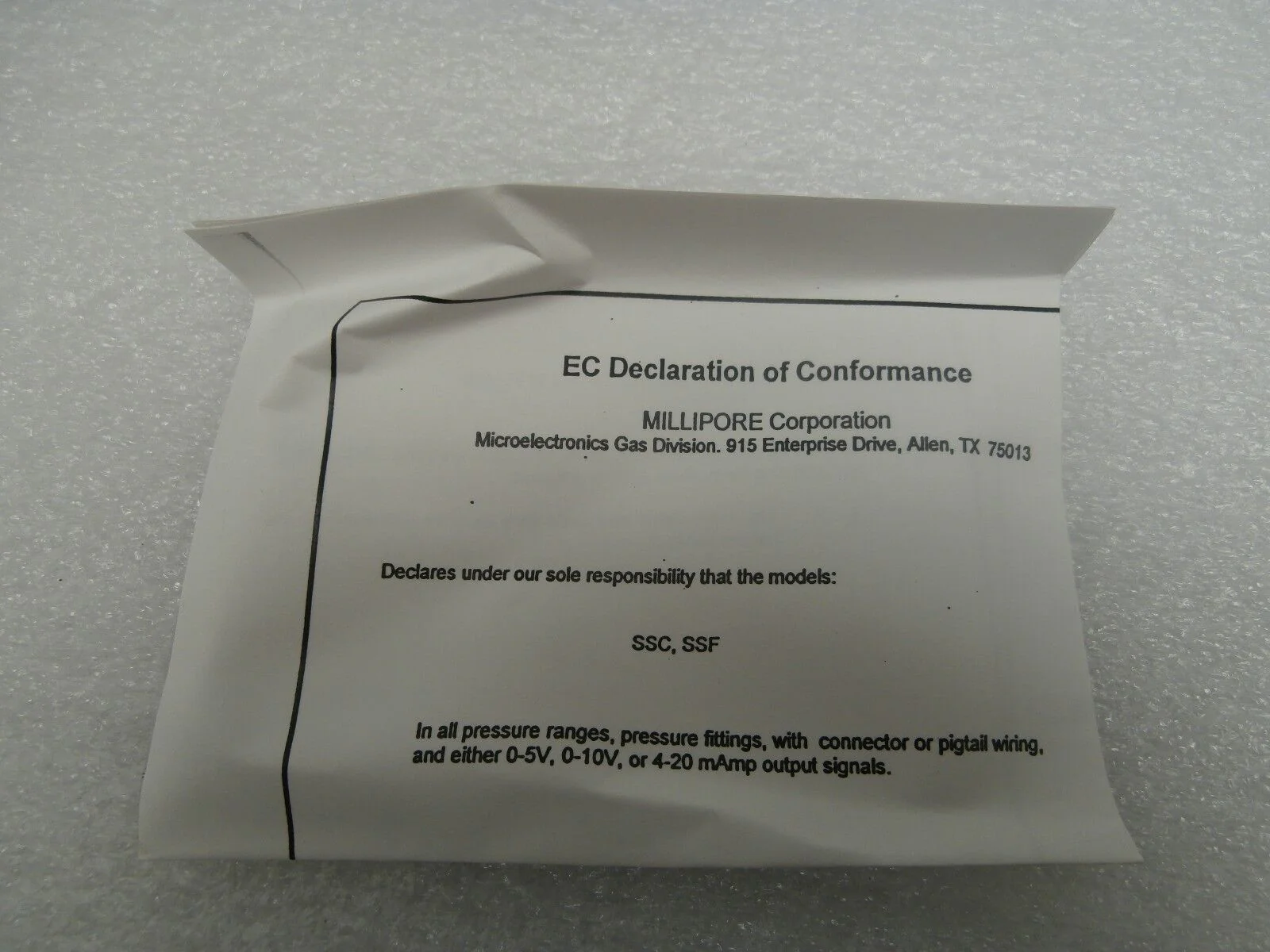 Millipore SSC01A4BSM5H Pressure Transducer Solid Sense TF New Surplus - Image 7