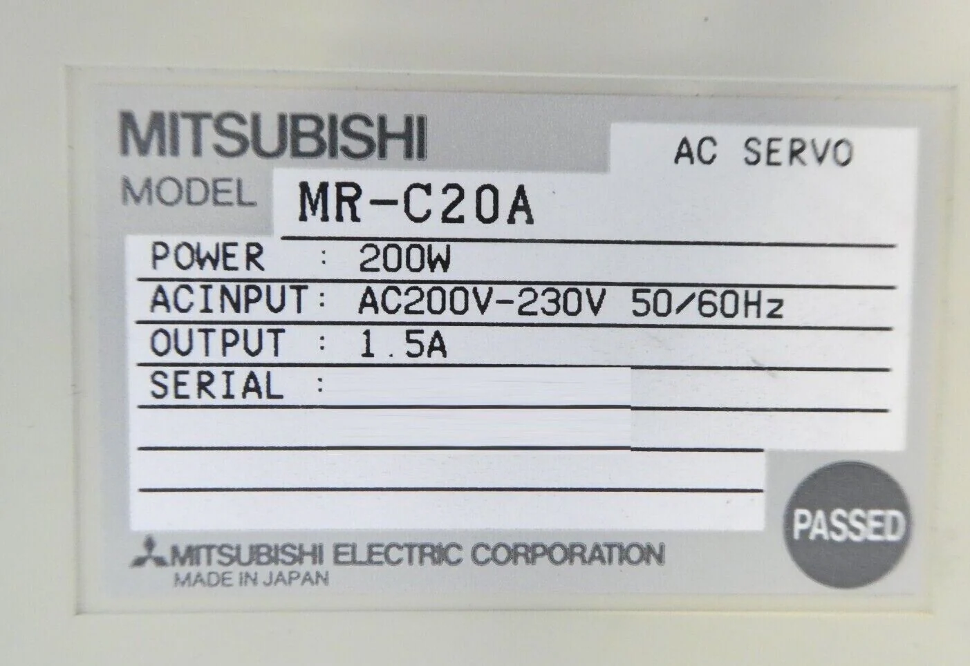 Mitsubishi MR-C20A AC Servo Driver MELSERVO Asyst Shinko VHT5-1-1 OHV Working - Image 9