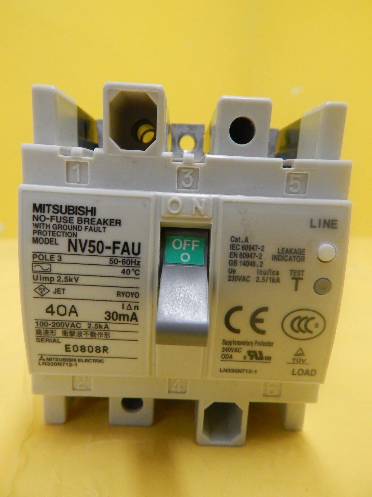 Mitsubishi NV50-FAU 40A Earth-Leakage Circuit Protector Reseller Lot of 4 Used - Image 3