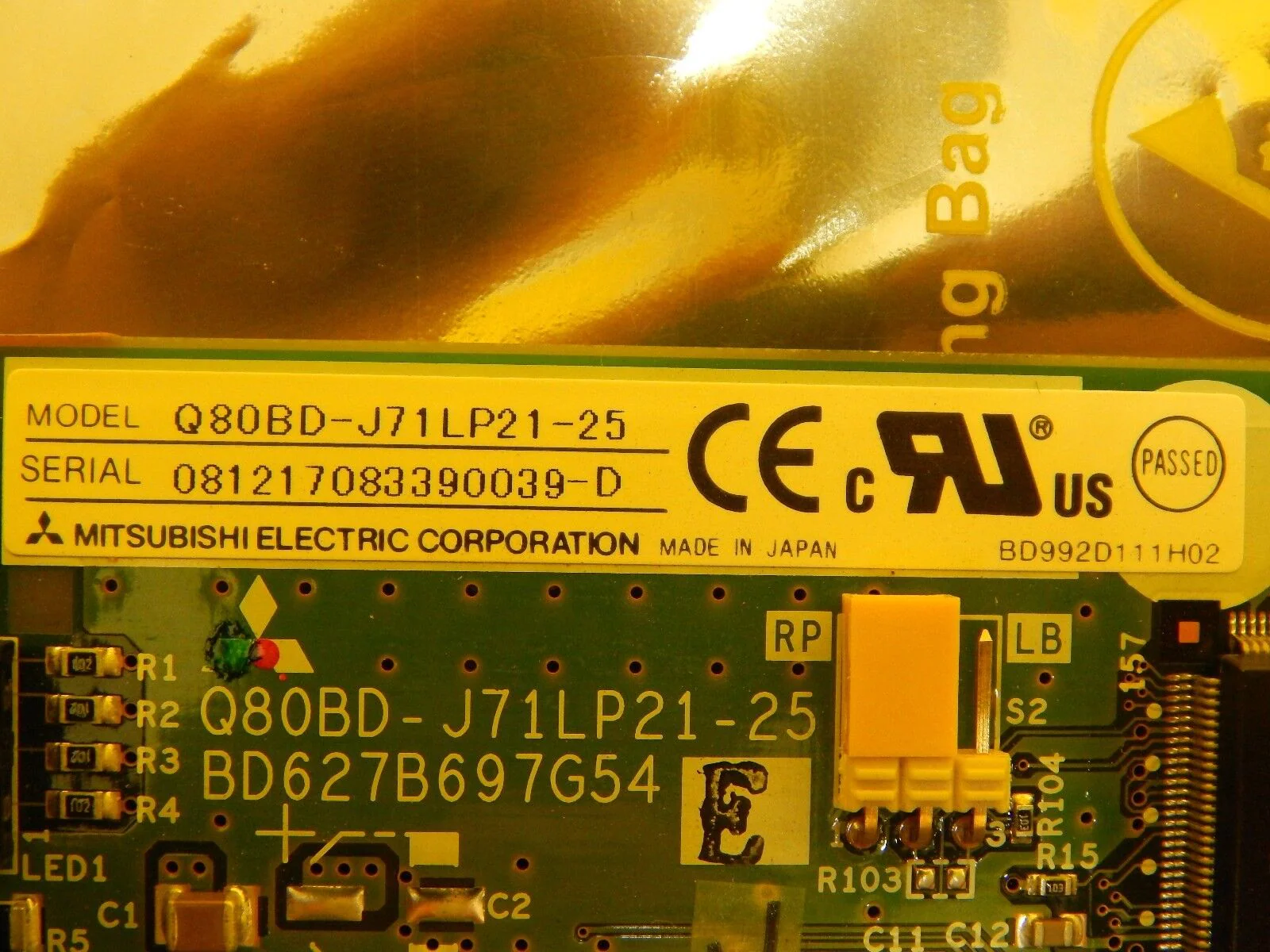 Mitsubishi Q80BD-J71LP21-25 PLC MELSECNET/H Interface PCB BD808C121G51 Used - Image 9