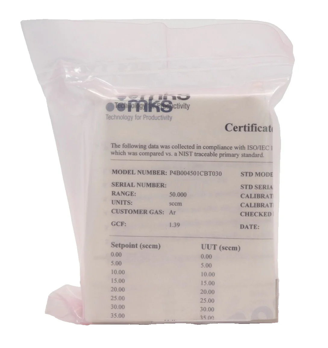 MKS Instruments P4B004501CBT030 Mass Flow Controller MFC 50 SCCM Ar New Surplus - Image 3