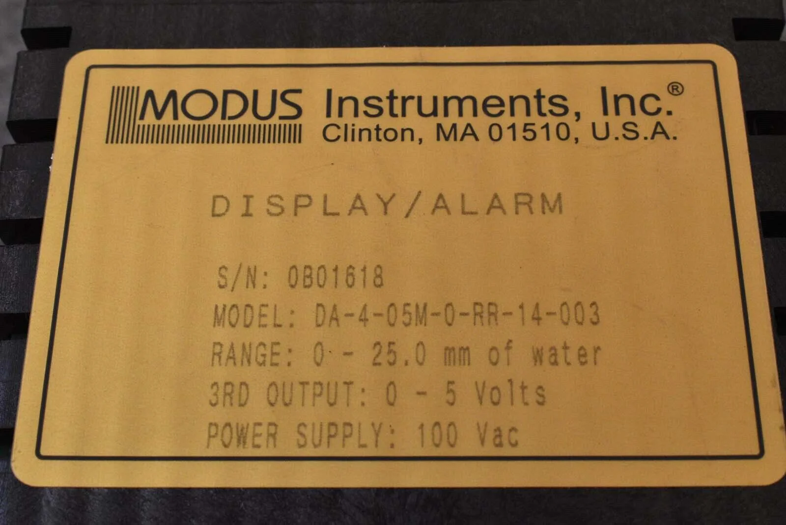 Modus Instruments, Inc DA-4-05M-0-RR-14-003 Display Alarm - Image 3