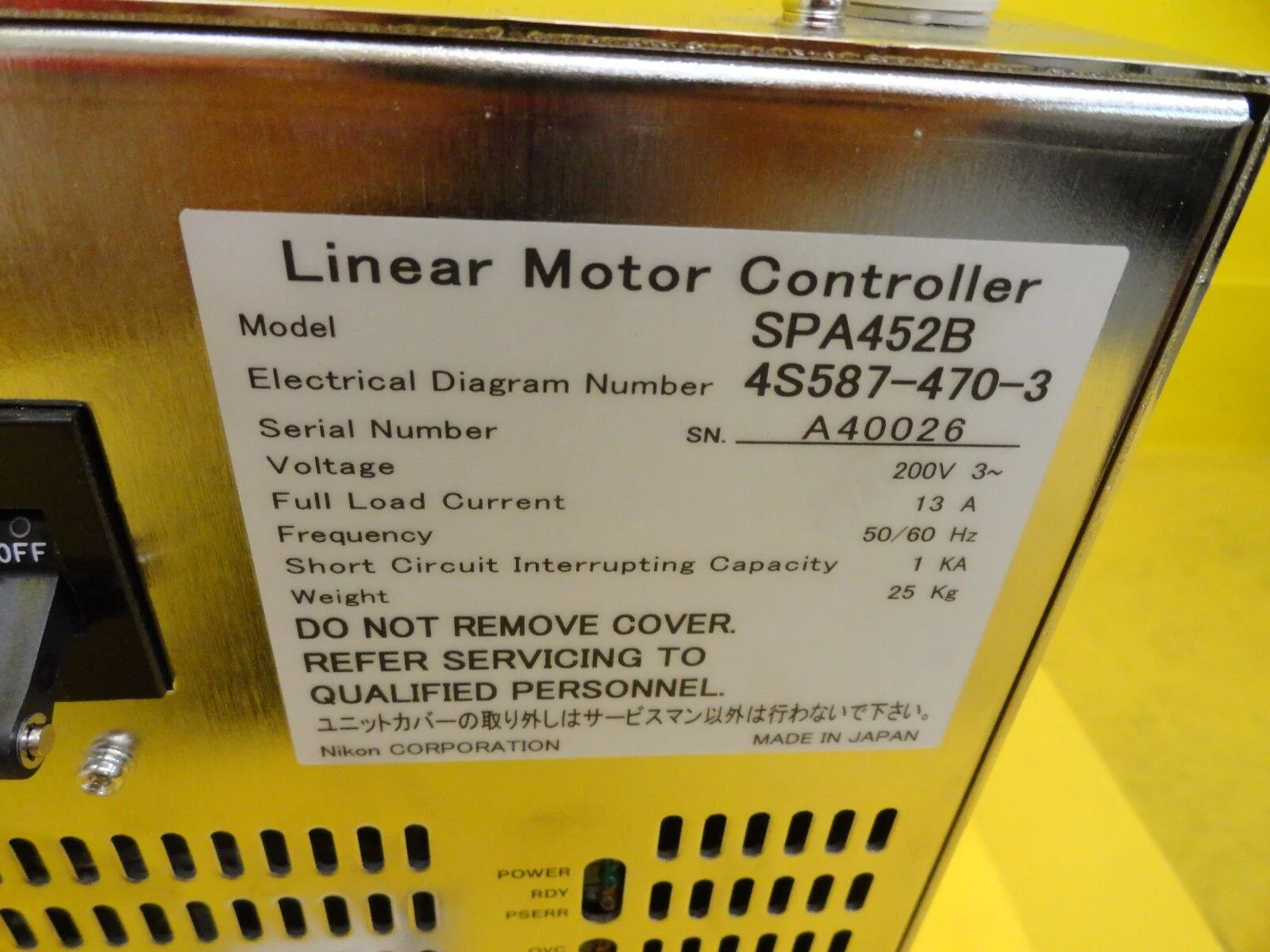 Nikon 4S013-374-2 Linear Motor Controller SPA452B WYR NSR-S307E DUV Working - Image 5
