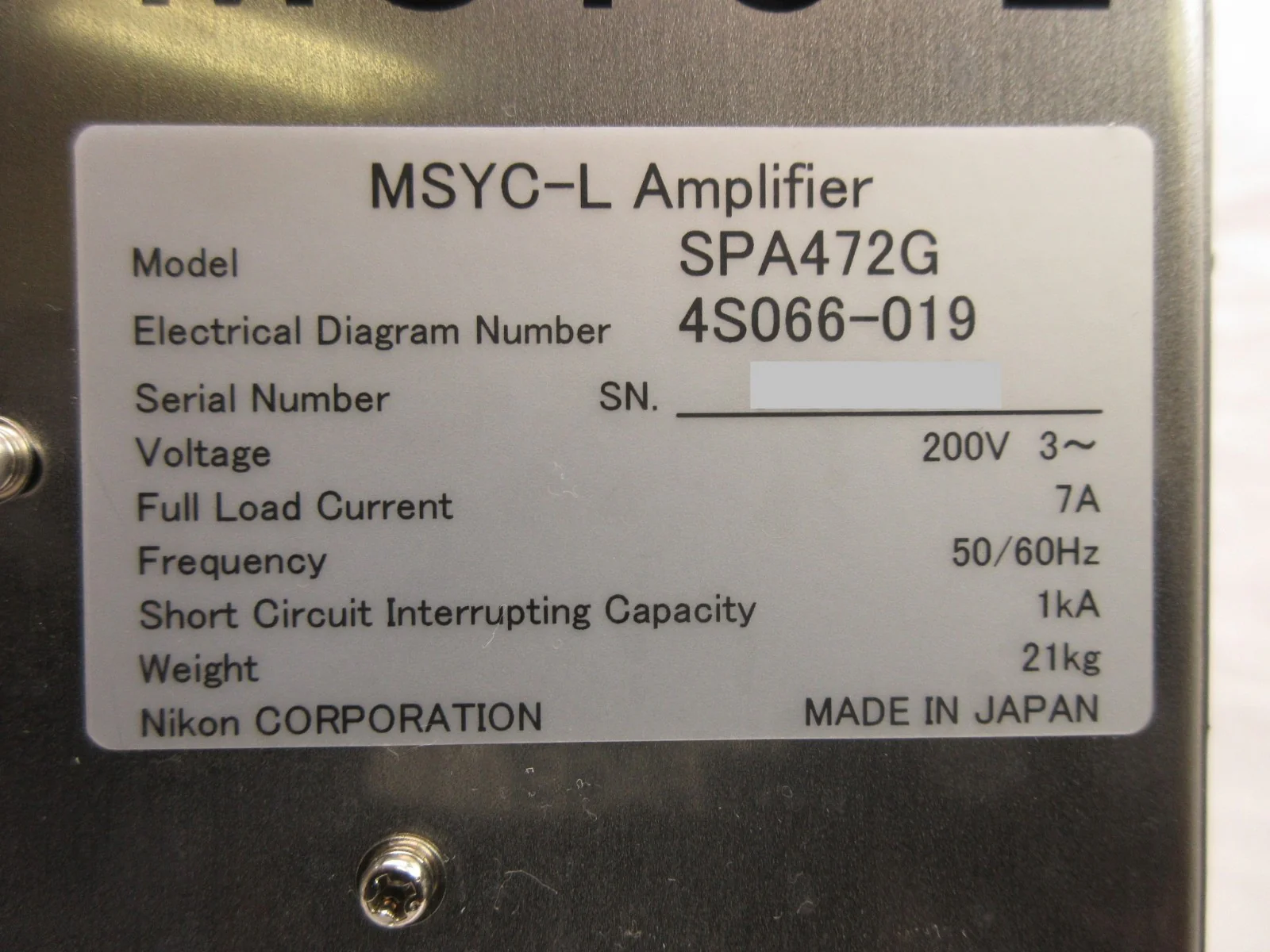 Nikon 4S066-019 MSYC-L Amplifier Module SPA472G 4S013-684-1 NSR Series Working - Image 10